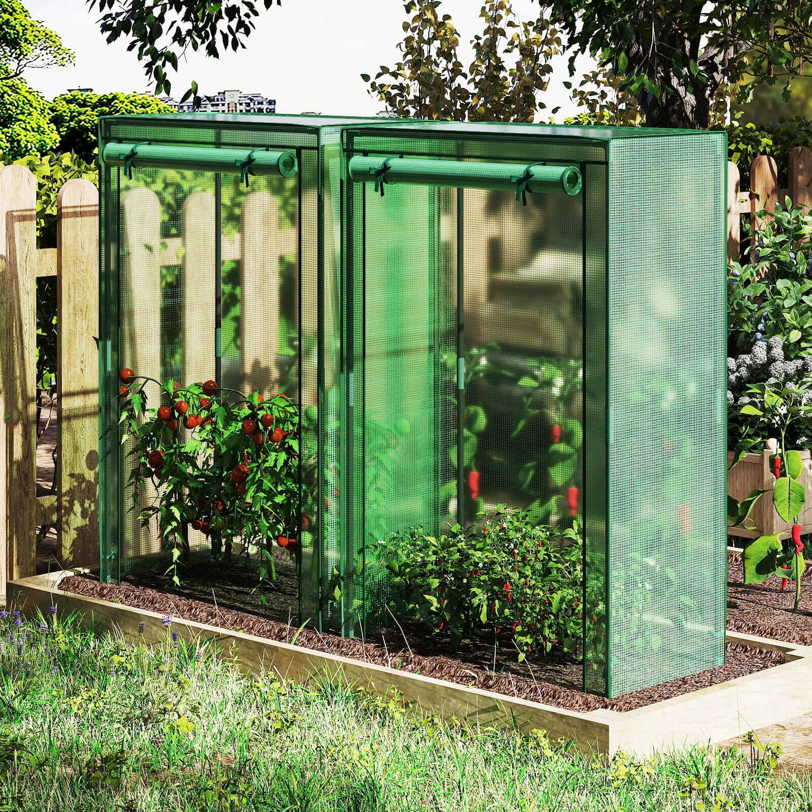 Alt View 3. Costway - Costway 39" x 20" x 59" Portable Mini Greenhouse with Roll-Up Zippered Door, Indoor Outdoor - Green.