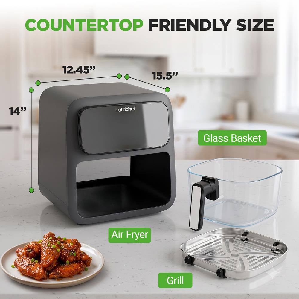 COUNTERTOP FRIENDLY SIZE

12.45"
15.5"
14"

nutrichef

Glass Basket
Air Fryer
Grill
