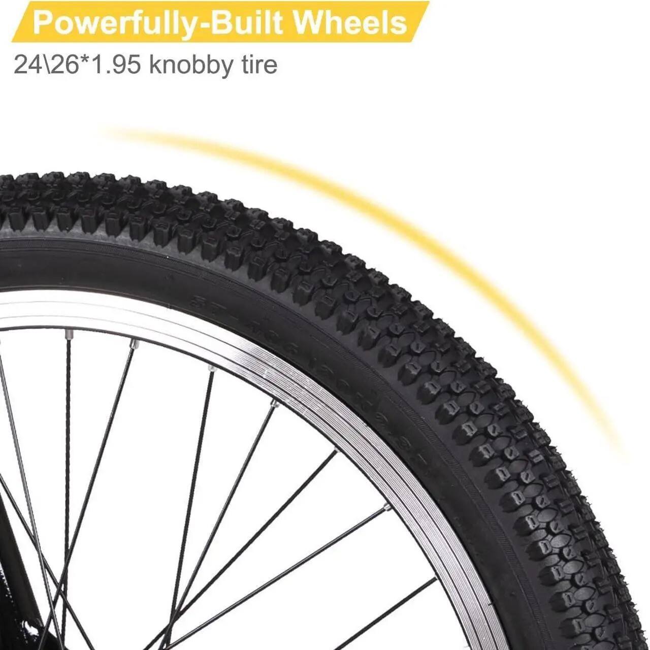 Powerfully-Built Wheels  
24\26*1.95 knobby tire