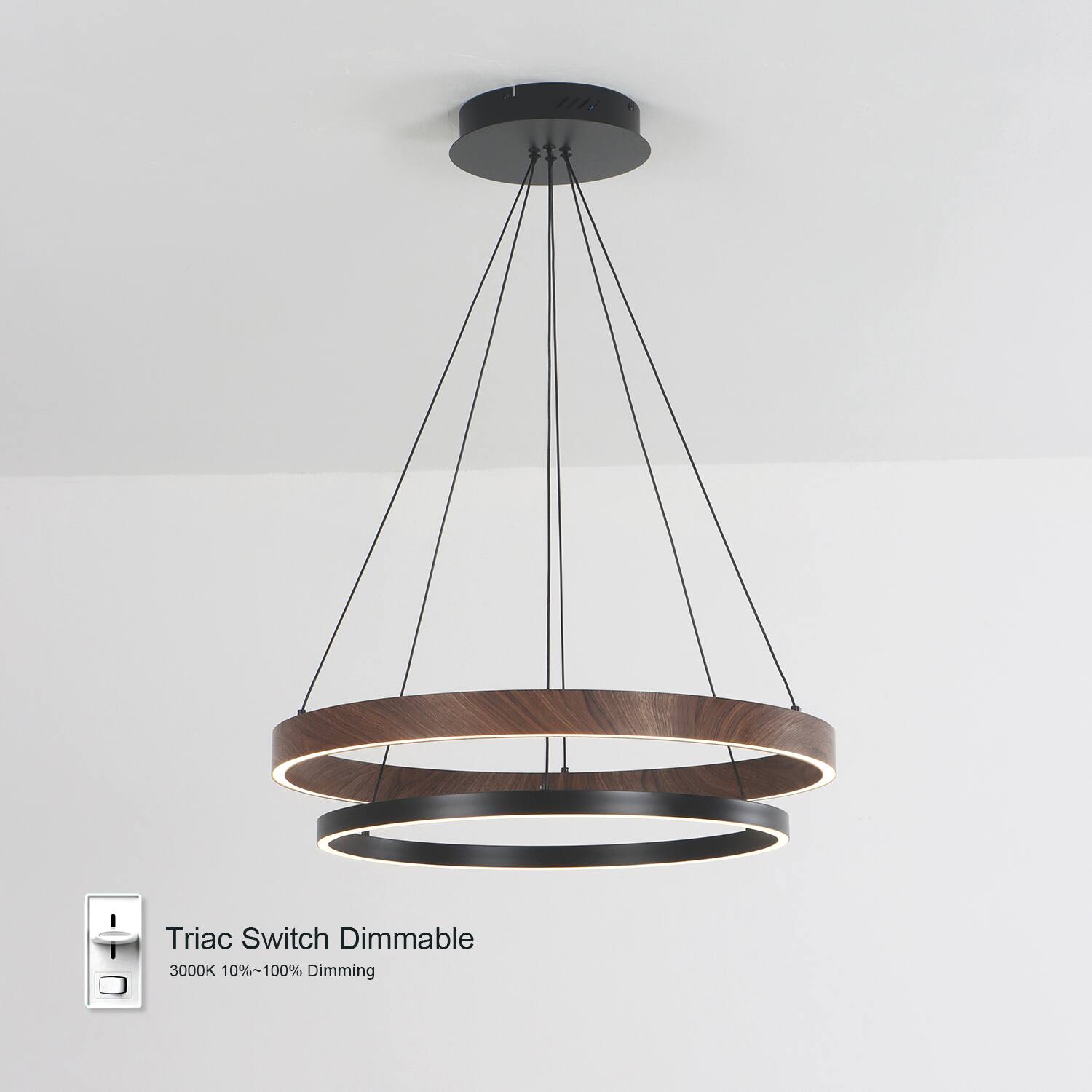 Umeiluce 23.6 Inch LED Ring Chandelier Lighting Tiered Halo Light ...