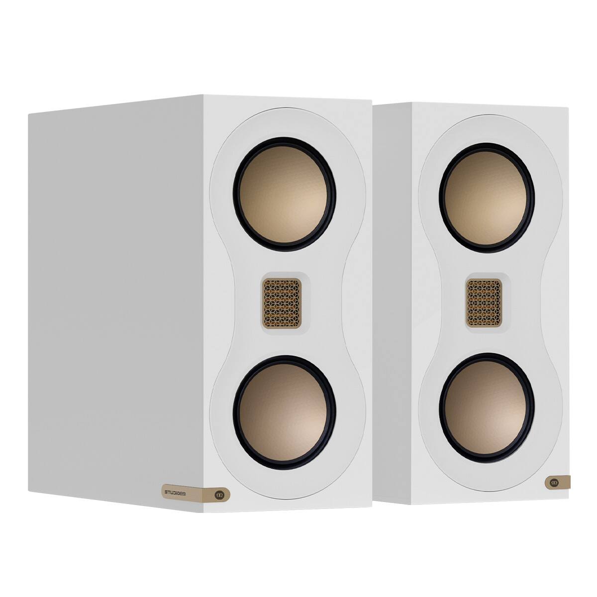 Front. Monitor Audio - Monitor Audio Studio 89 Compact Bookshelf Speakers - Pair - White.
