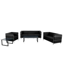 Flash Furniture - HERCULES Regal Series LeatherSoft Reception Set with 2 Guest Chairs, Model ZB-REGAL-810-SET-BK - Black