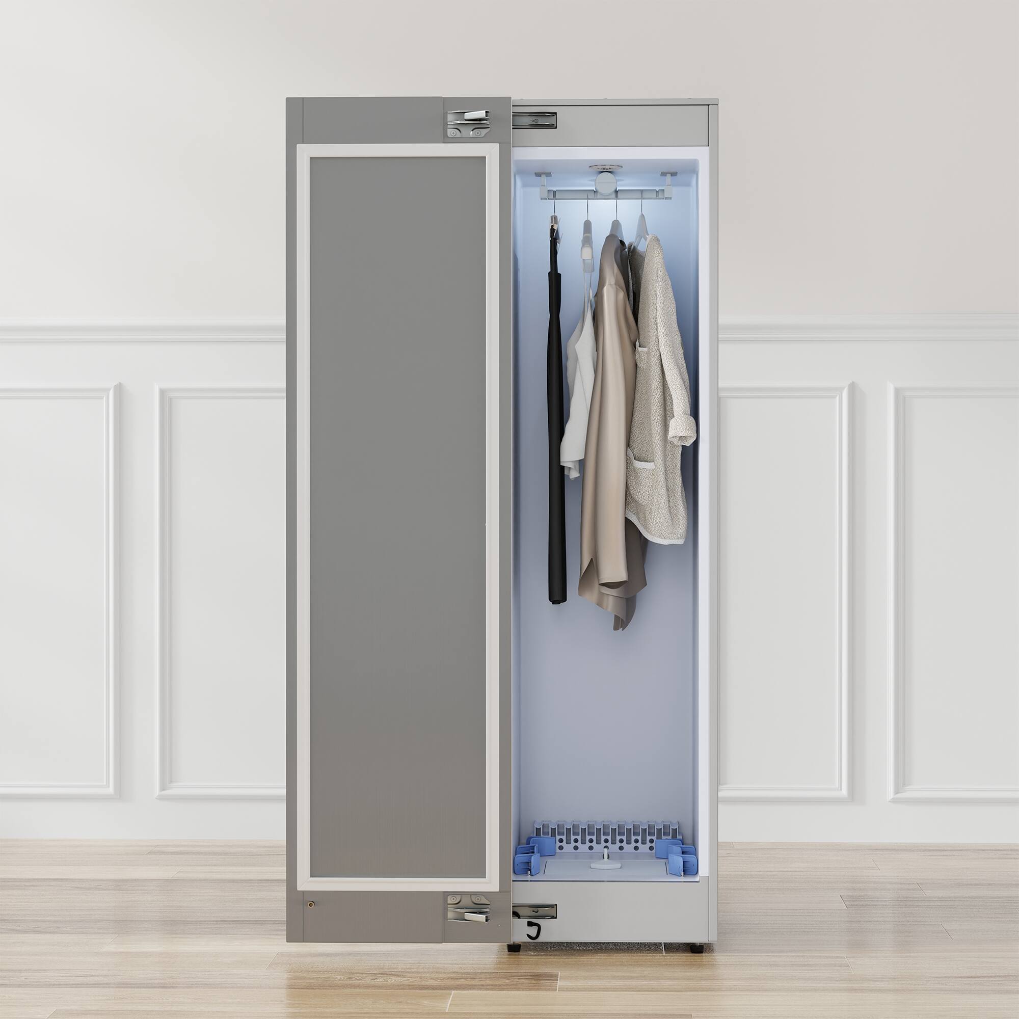 Angle. Equator - Equator SDC 760 7.6cf Smart Steam Closet Dryer 4 Moving Hangers Quick20 Refresh Sanitize Deodorize Garment Care - Silver.