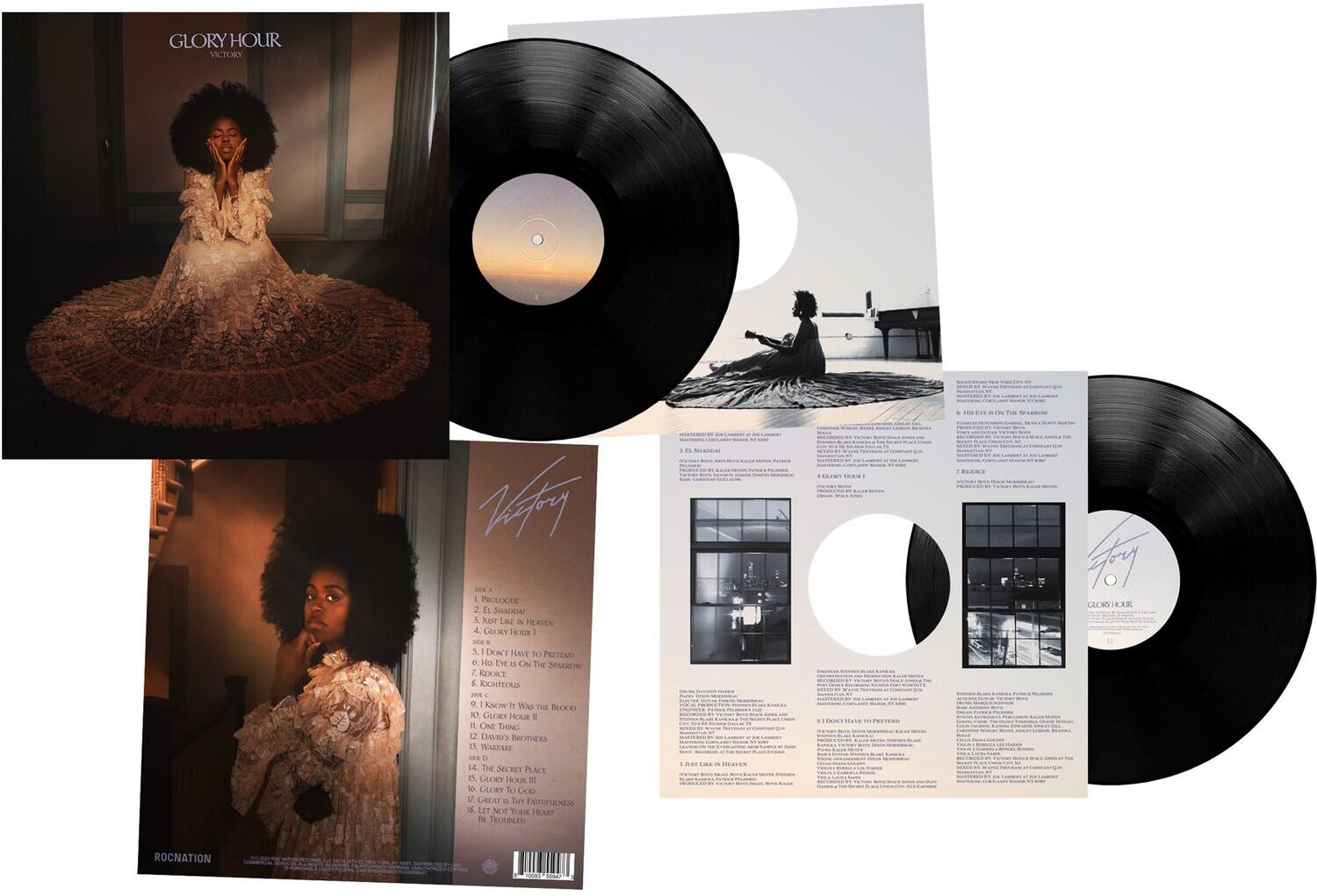 **GLORY HOUR**  
VICTORY

---

**TRACKLISTING**  
1. PROLOGUE  
2. EL SHADDAI  
3. RISE LIKE HEAVEN  
4. GLORY HOUR I  
5. I DON'T HAVE TO PRETEND  
6. MY EYES ON THE SPARROW  
7. REPOSE  
8. KNOW IT WAS THE BLOOD  
9. GLORY HOUR II  
10. WARFARE  
11. DAVID'S BROTHERS  
12. THE SECRET PLACE  
13. GLORY TO GOD  
14. GREAT IS THY FAITHFULNESS  
15. LET NOT YOUR HEART BE TROUBLED  

---

**LYRICS**  
1. PROLOGUE  
2. EL SHADDAI  
3. RISE LIKE HEAVEN  
4. GLORY HOUR I  
5. I DON'T HAVE TO PRETEND  
6. MY EYES ON THE SPARROW  
7. REPOSE  
8. KNOW IT WAS THE BLOOD  
9. GLORY HOUR II  
10. WARFARE  
11. DAVID'S BROTHERS  
12. THE SECRET PLACE  
13.