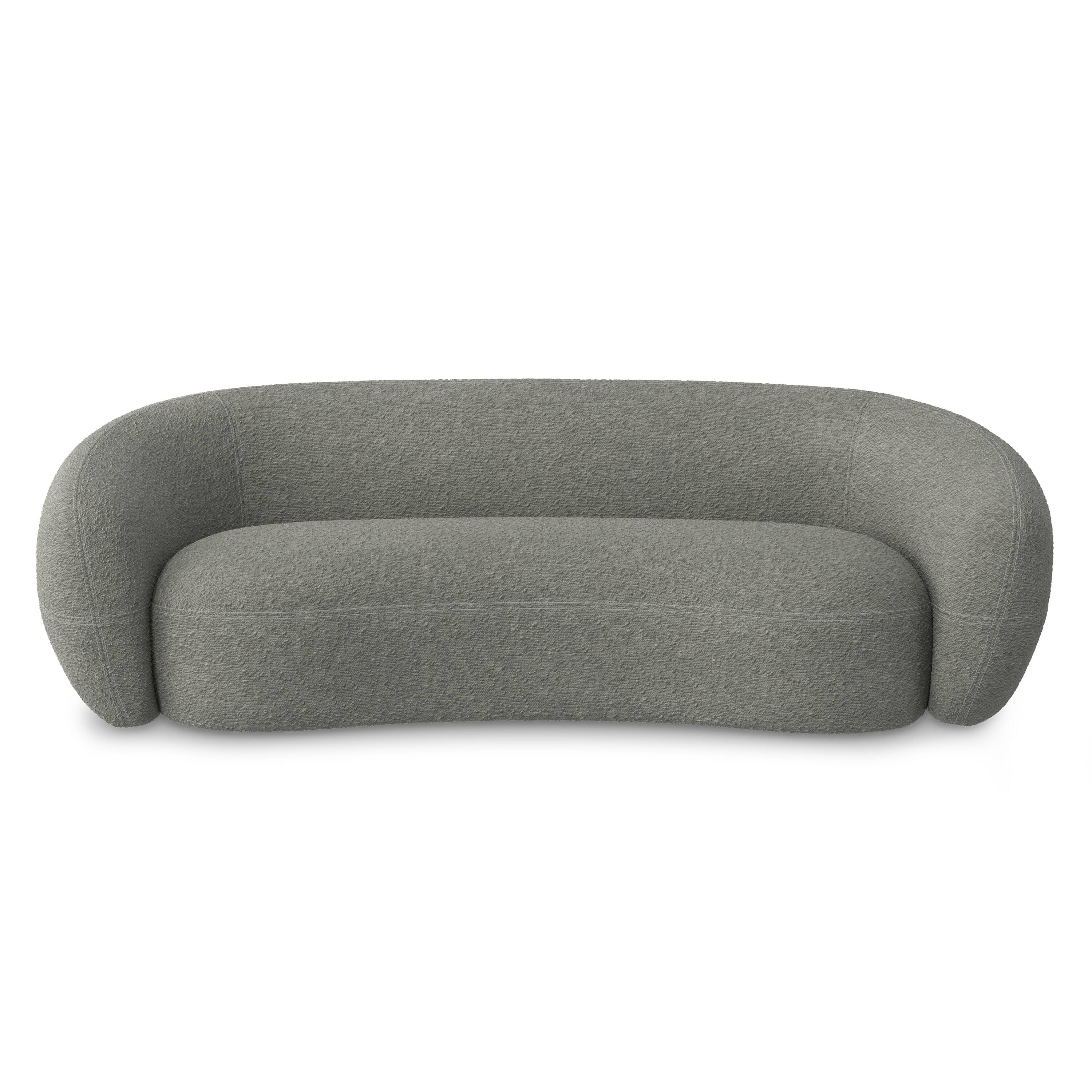 Front. Simpli Home - Sherri 89 inch Wide Contemporary Sofa in Stone Grey Boucle Performance Fabric - Stone Grey.