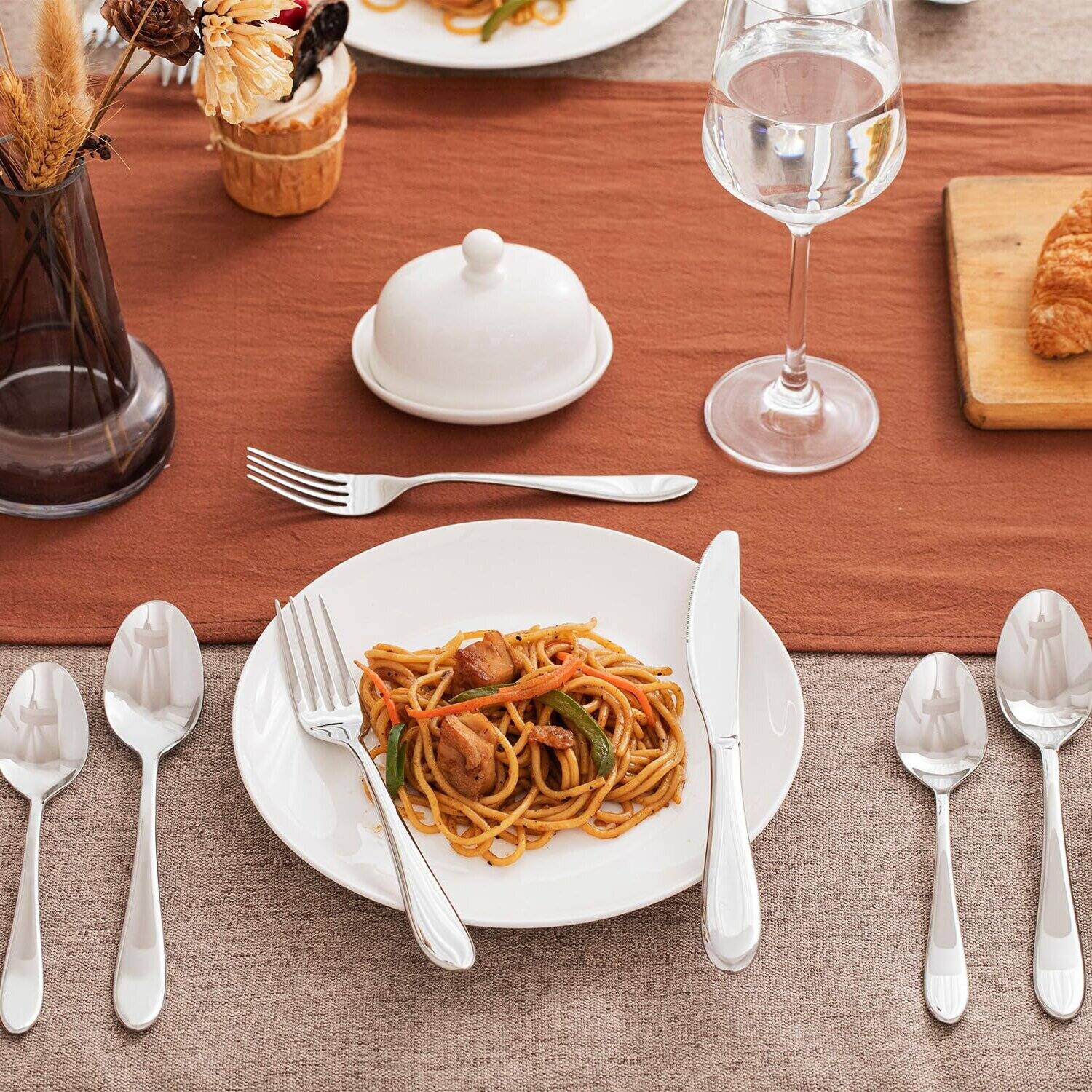 Back. Dazzed Corner - 40-Piece Silverware Set for 8,Stainless Steel Flatware Set - Silver.