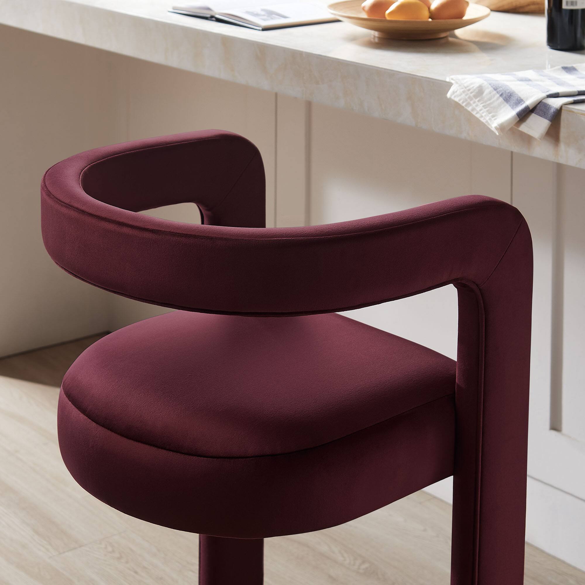 Alt View 5. Modway - Winslow Performance Velvet Bar Stool - Purple.
