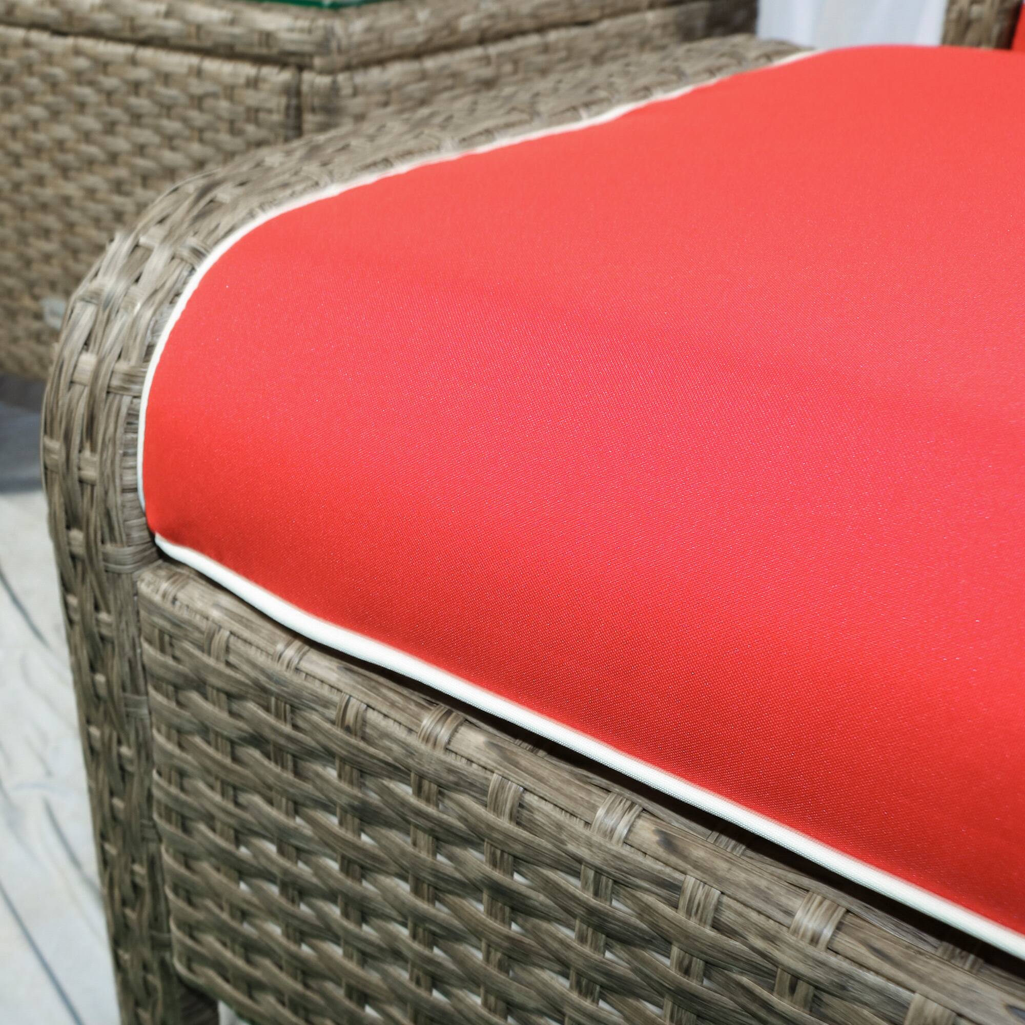 Alt View 7. Outsunny - Pieces Rattan Wicker Lounge Chair Outdoor Patio Conversation Set w/ Cushioned Chairs - Brown/Red.
