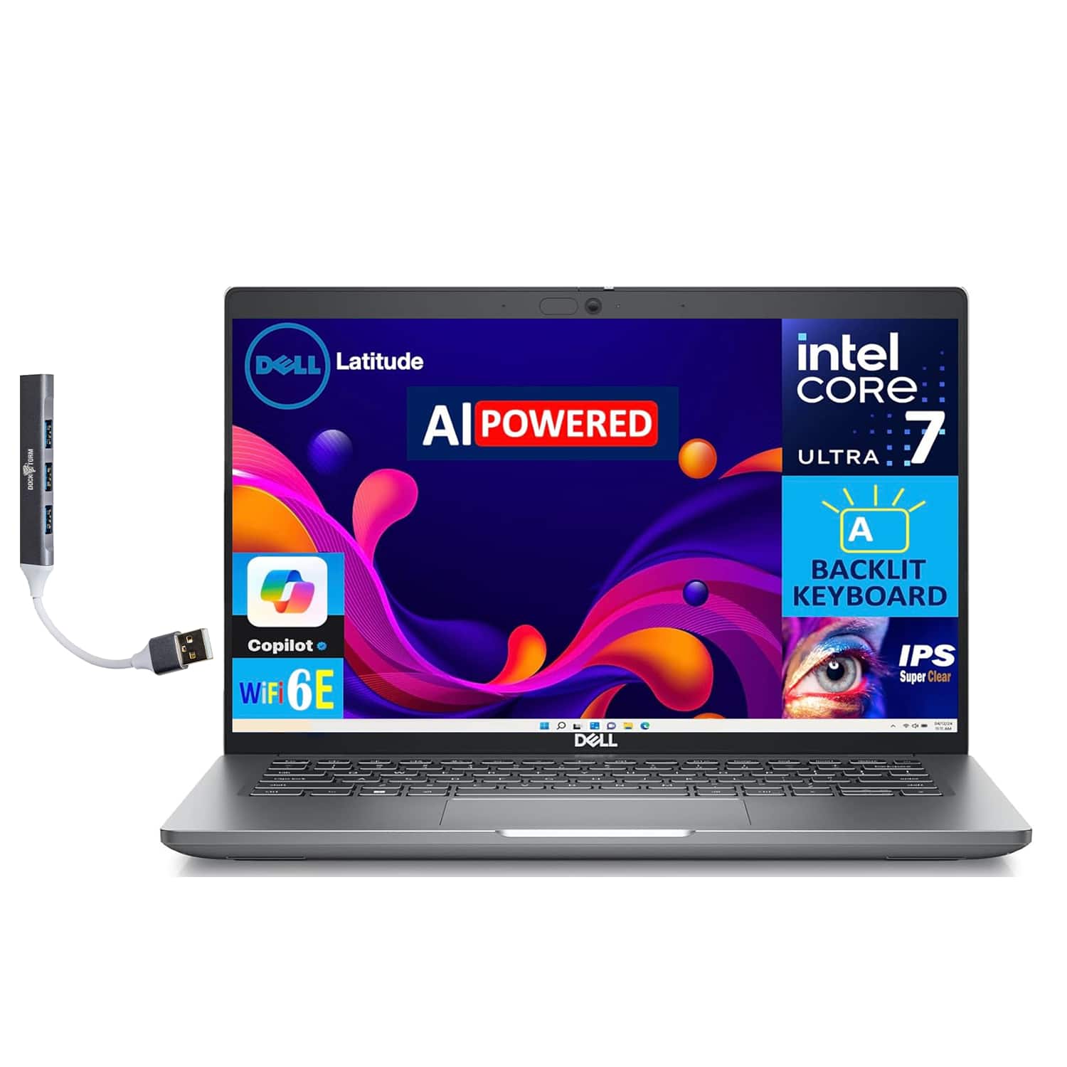 Dell - Latitude 5450 Laptop 14.0 FHD Display (Ultra 7 155U, 16GB, 1TB SSD, Intel Graphics, Win 11 Pro) w/USB Hub - Titan Gray