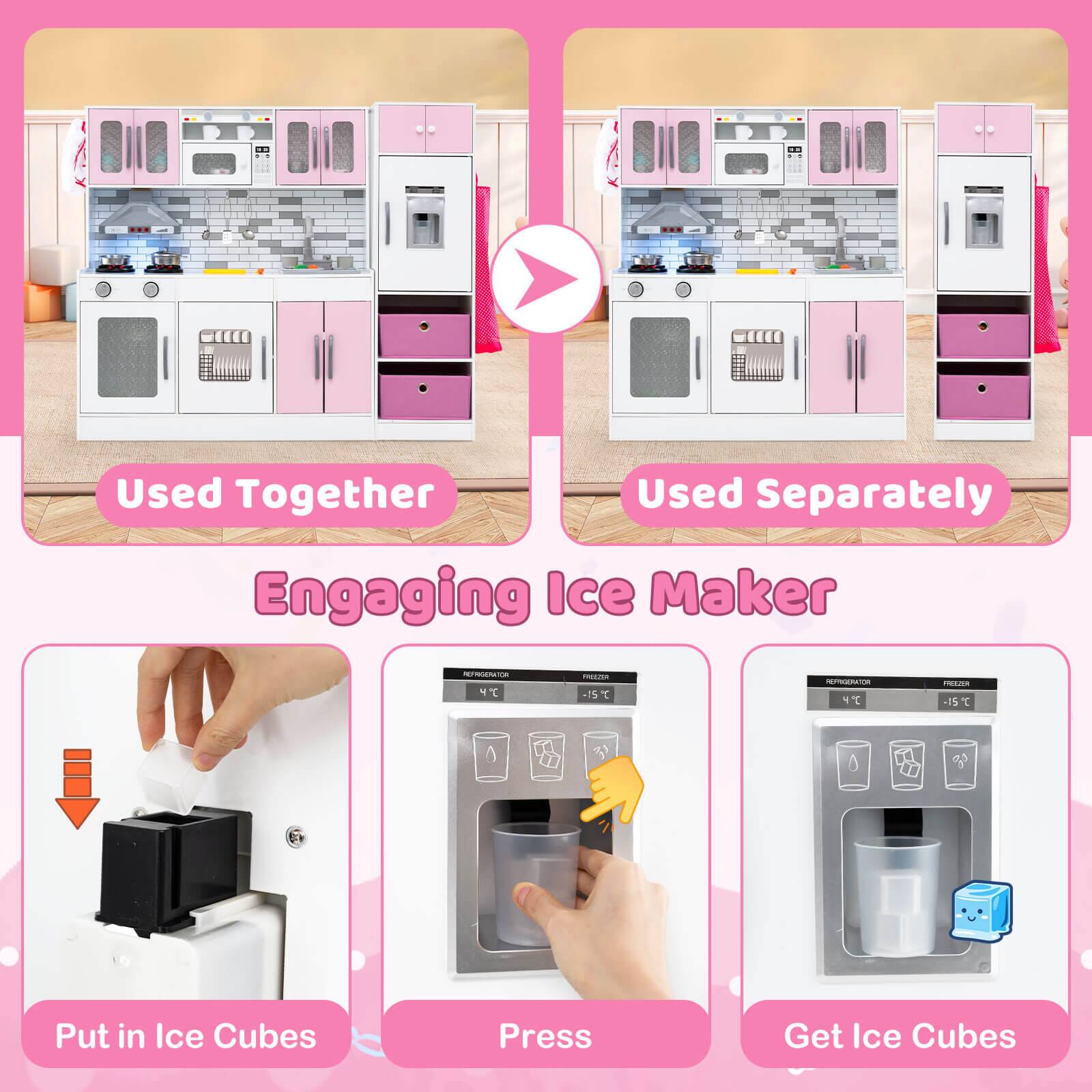 Used Together  
Used Separately  

Engaging Ice Maker  

Put in Ice Cubes  
Press  
Get Ice Cubes