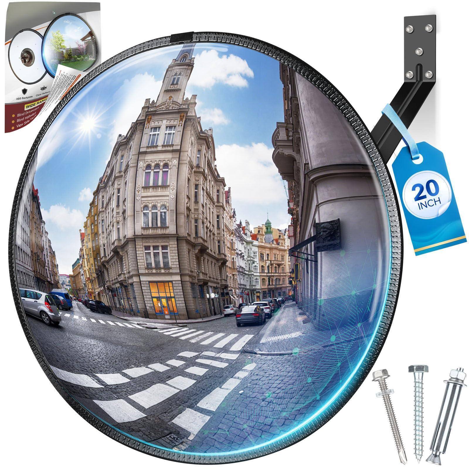 Earthley Blooms - 20" Hd Convex Mirror - 160 Adjustable Wide Angle View Leather Frame Abs Blind Spot For Indoor outdoor Use - Default