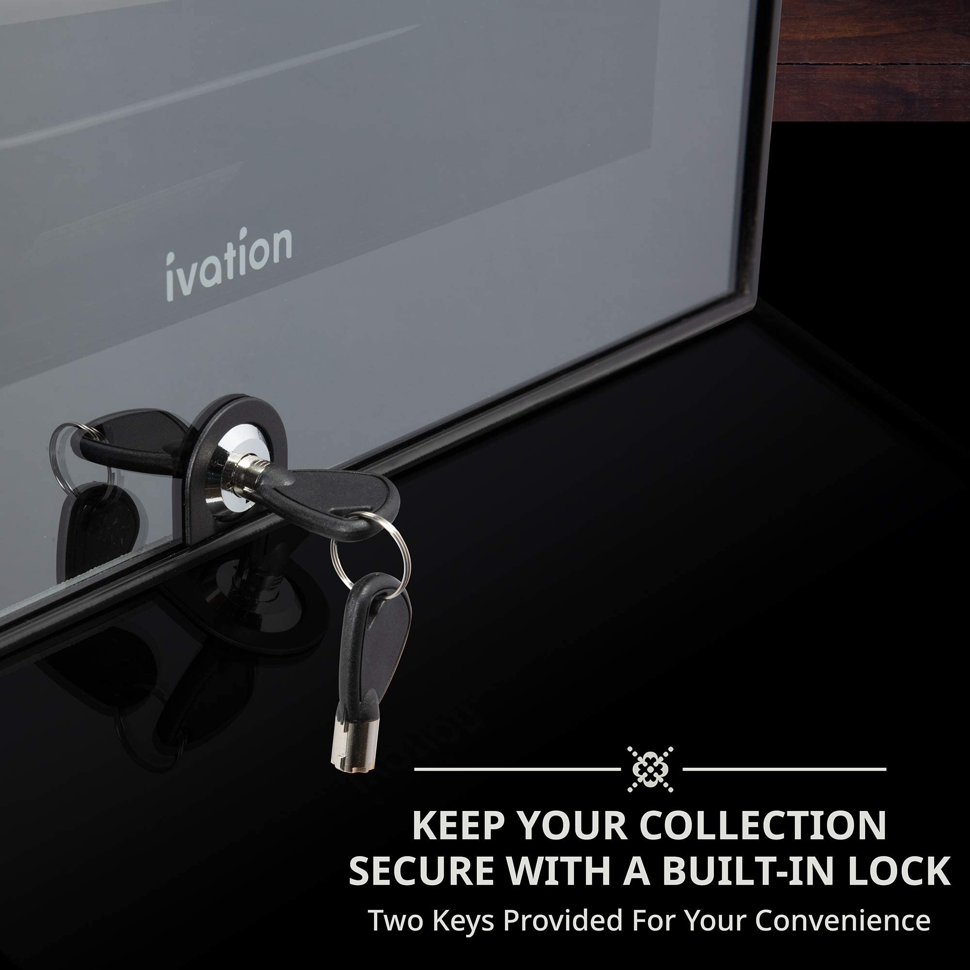 Keep Your Collection Secure with a Built-in Lock  
Two Keys Provided for Your Convenience