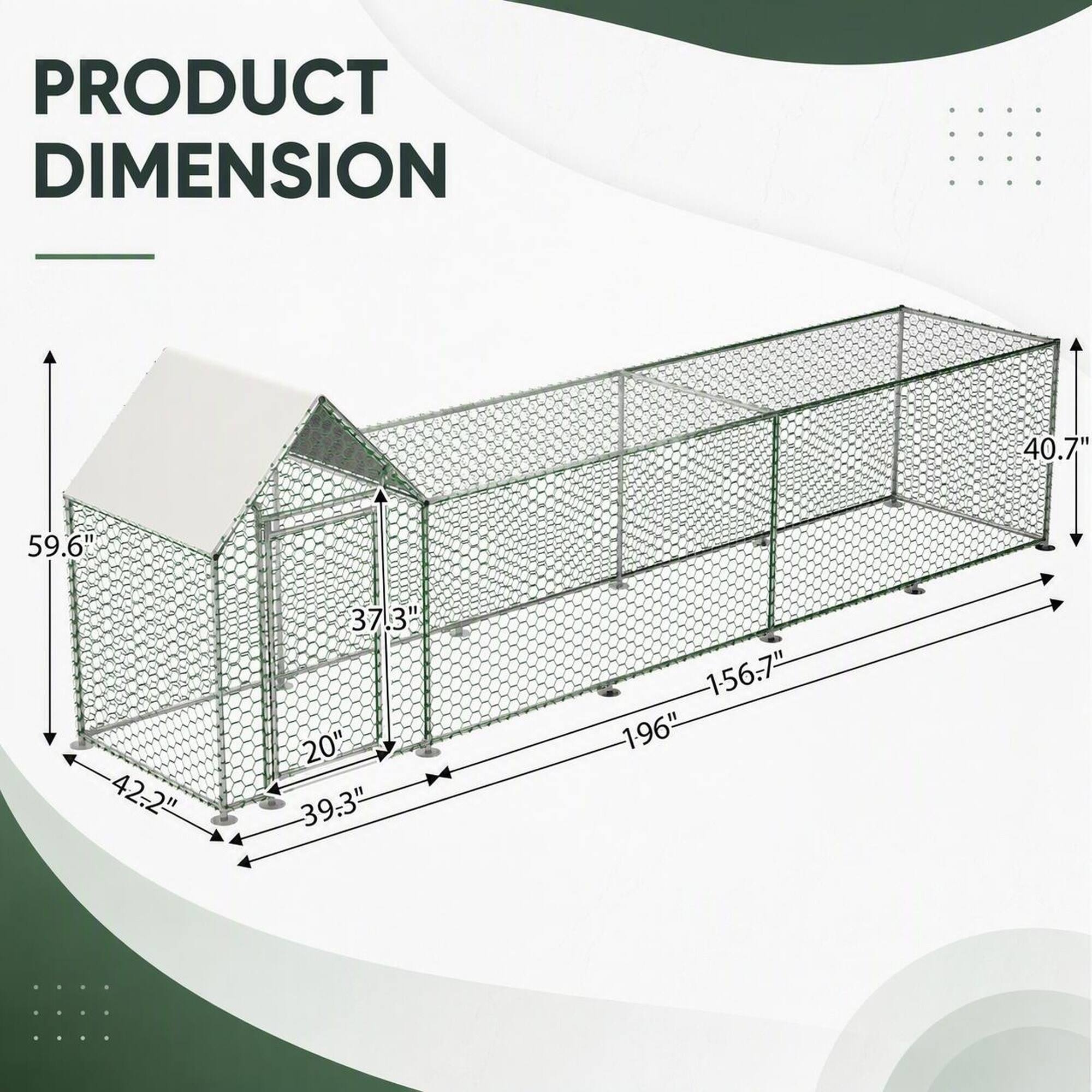 PRODUCT DIMENSION

- 40.7"
- 59.6"
- 42.2"
- 37.3" 20" 39.3"
- 156.7" 196"