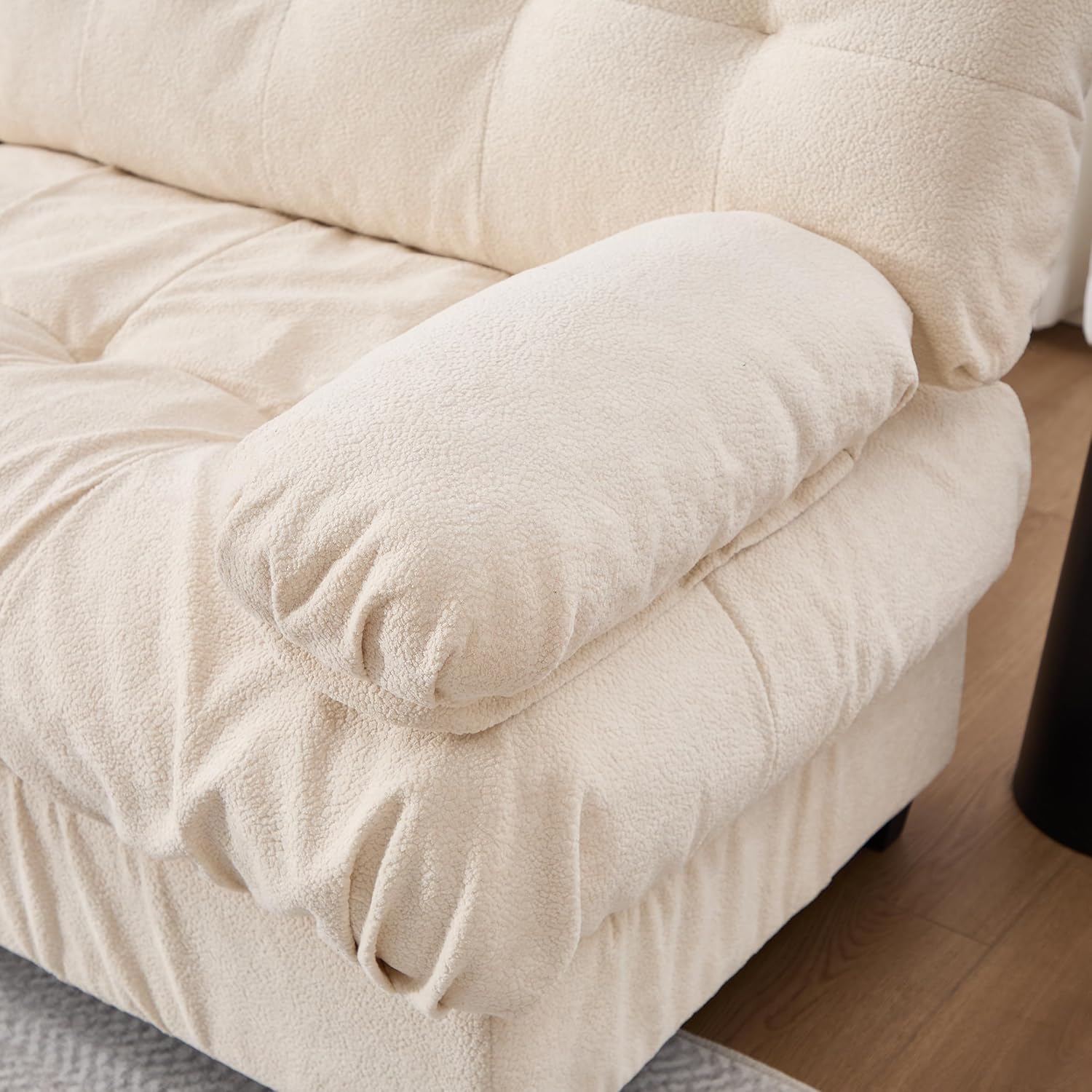 Alt View 4. Trinkets Crazed - 88" Boucle Sectional Loveseat Sofa, Comfy Modular Convertible Couch Sofa Set w/Pillows - Beige.