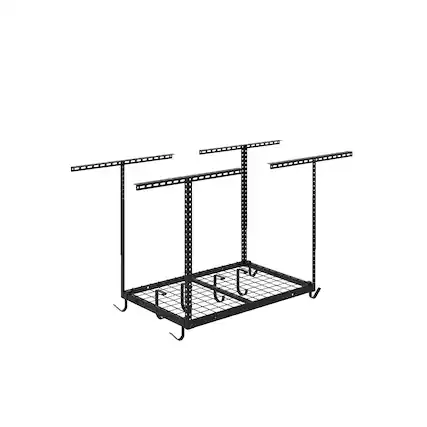 Front. Fleximounts - OHK Series 24 in. W x 36 in. D x 22-40 in. H Black Ceiling Mounted Overhead Garage Storage Rack with Accessory Hooks - Black.