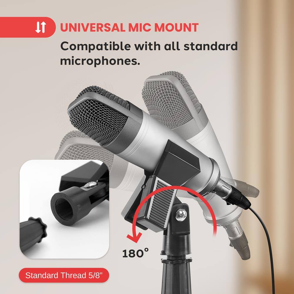UNIVERSAL MIC MOUNT  
Compatible with all standard microphones.  
180°  
Standard Thread 5/8"