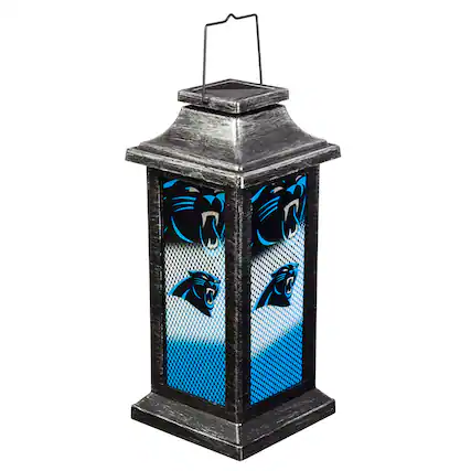 Front. Evergreen Enterprises - Carolina Panthers Solar Garden Lantern - Multicolor.