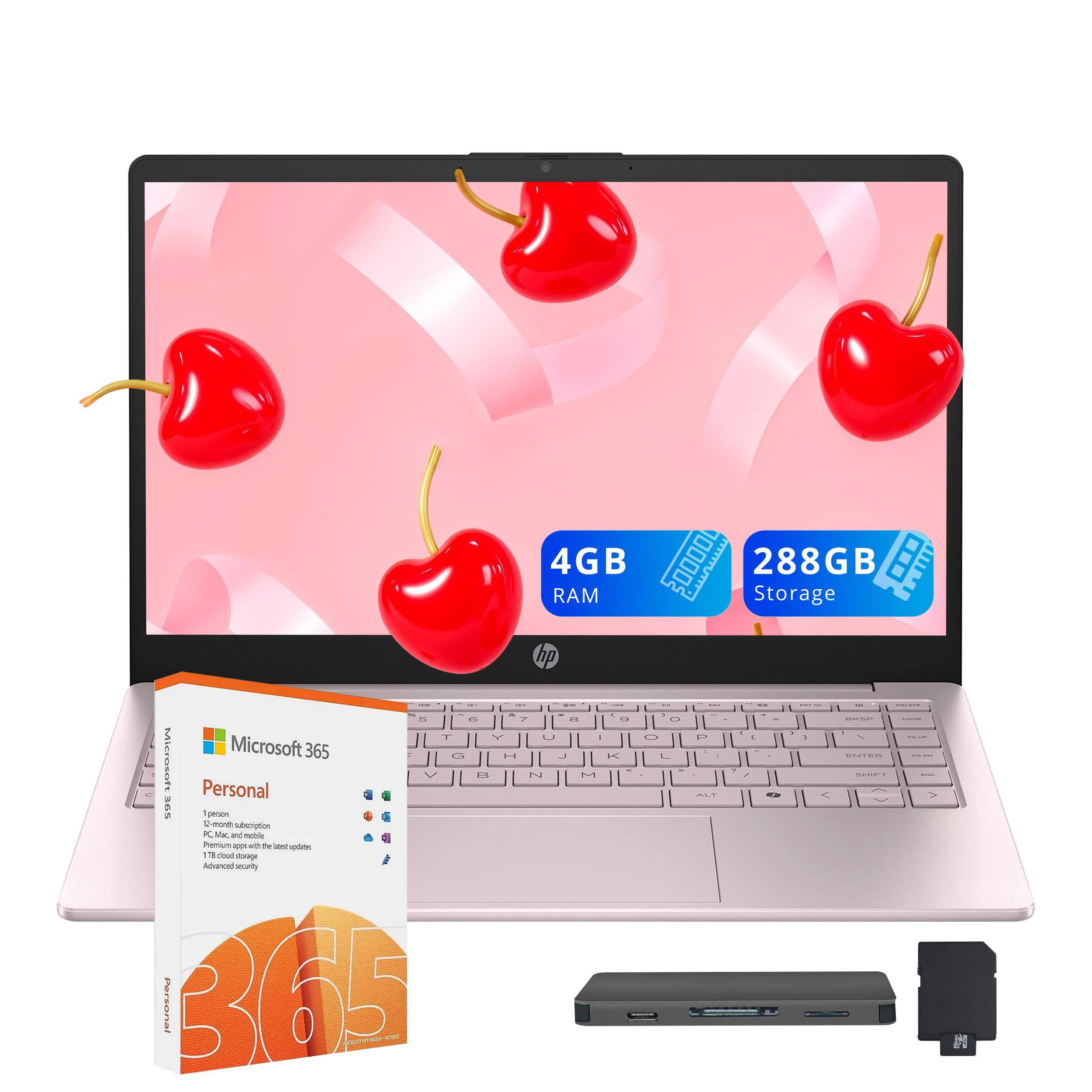 4GB RAM  
288GB Storage  

hp  

Microsoft 365 Personal  
1 person  
1-month subscription  
Premium apps with the latest updates  
Advanced security  
Personal 365