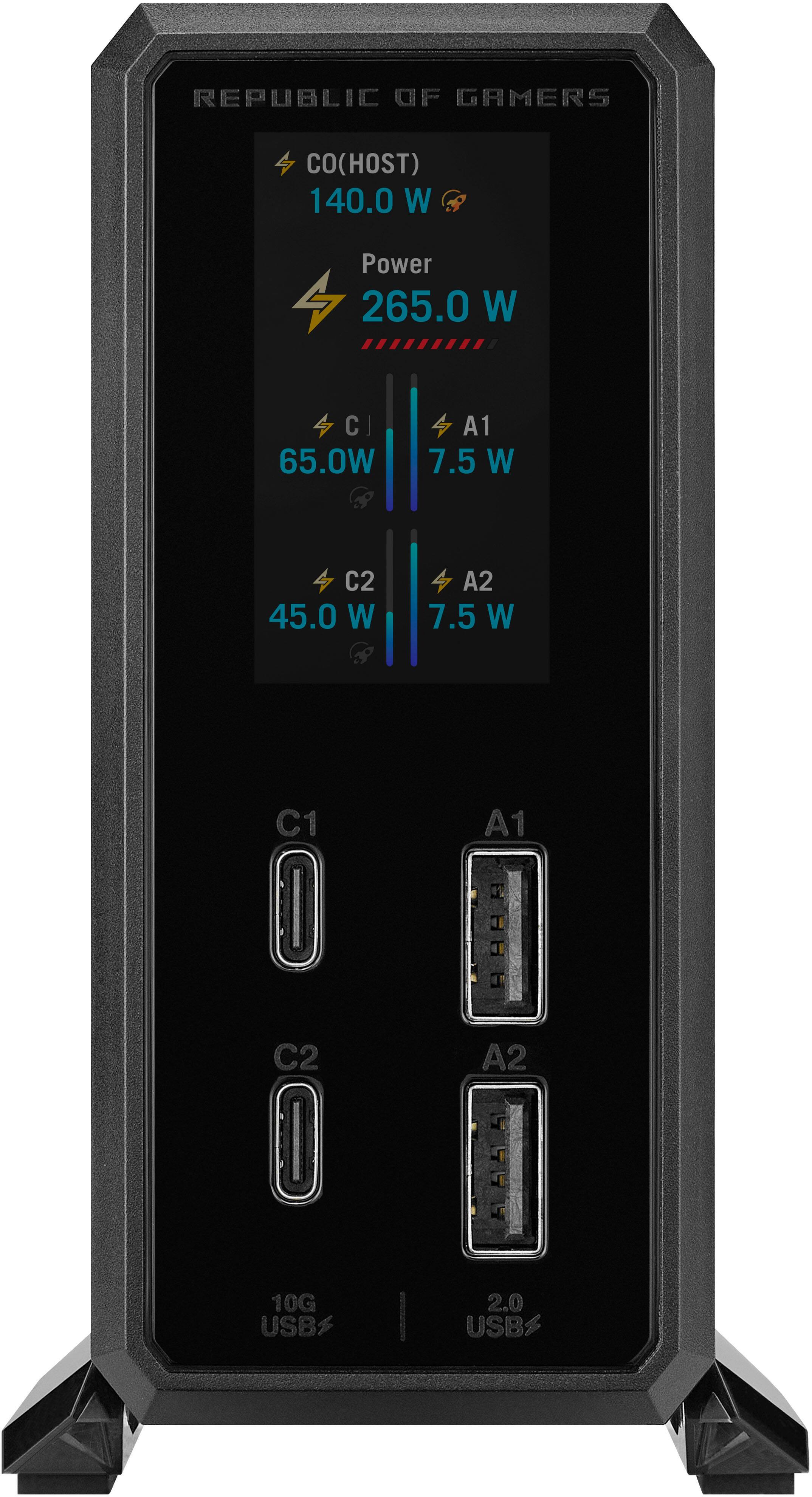 REPUBLIC OF GAMERS

CO(HOST) 140.0 W
Power 265.0 W

C1 65.0W
A1 7.5 W
C2 45.0 W
A2 7.5 W

C1 I C2 O 10G USB
A1 HHHH A2 L 9999 2.0 USB