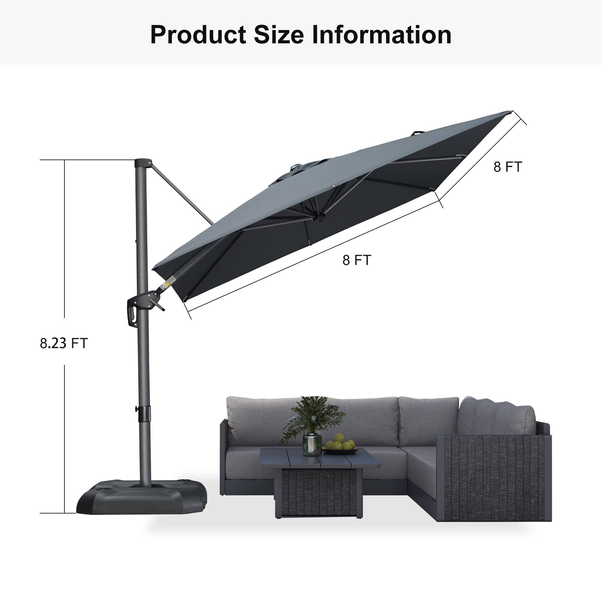 Product Size Information  
8 FT  
8 FT  
8.23 FT