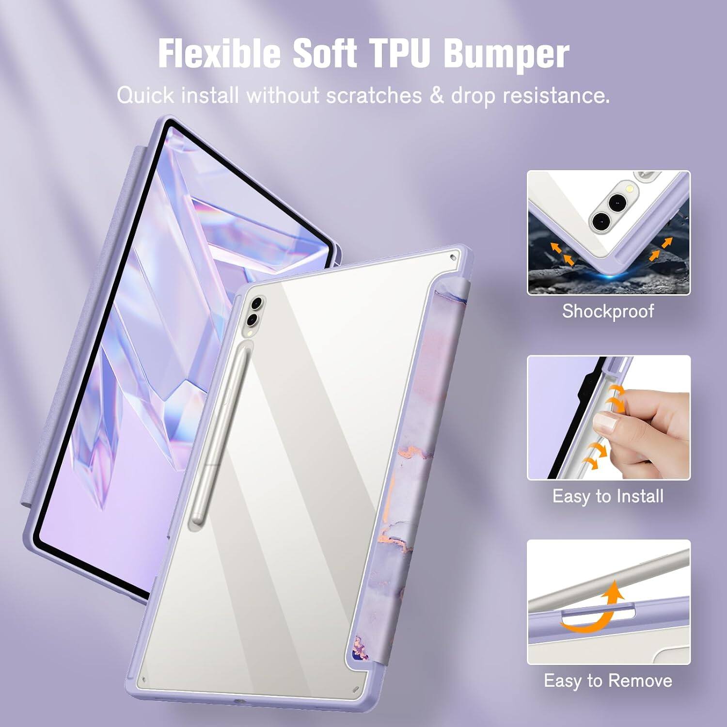 Flexible Soft TPU Bumper  
Quick install without scratches & drop resistance.  
Shockproof  
Easy to Install  
Easy to Remove
