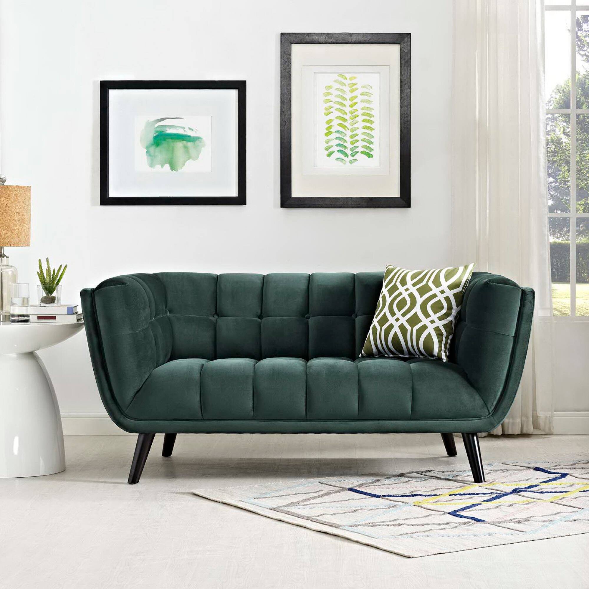 Back. Modway - Bestow Performance Velvet Loveseat by Modway - Green.