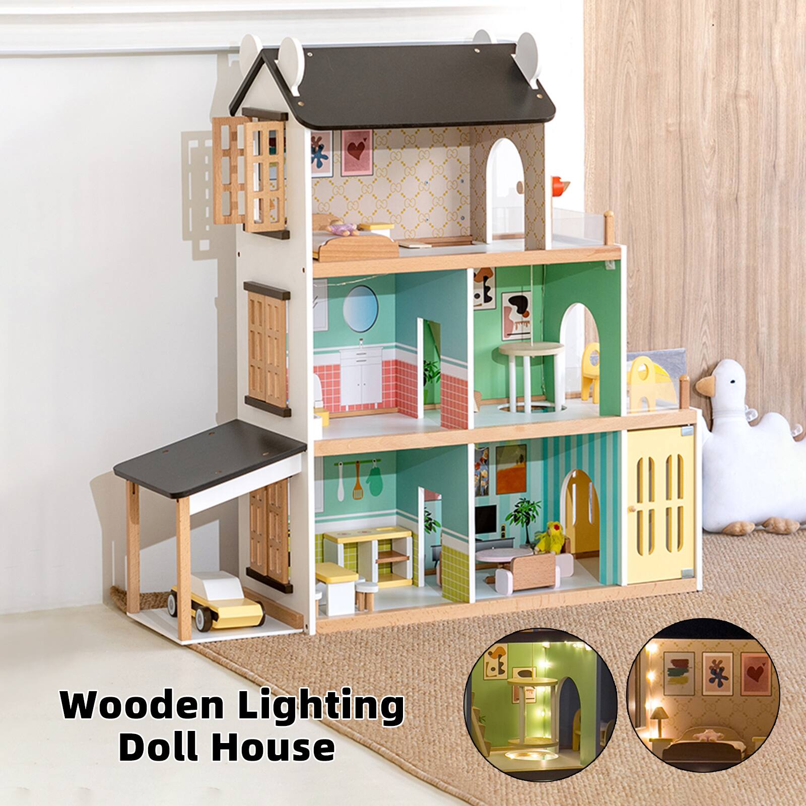 Wooden Lighting Doll House
