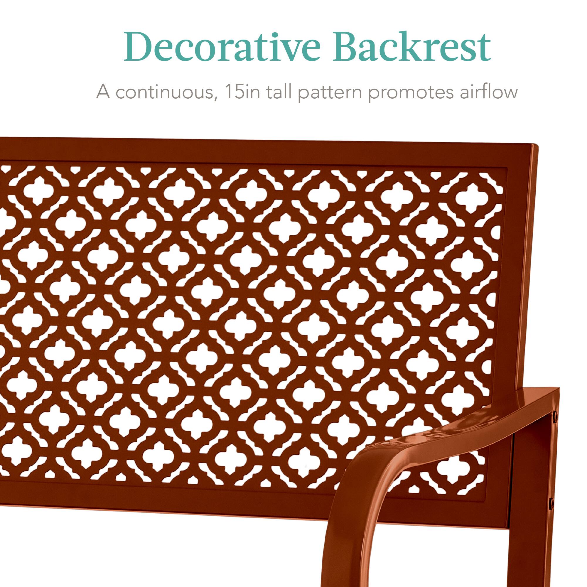 Decorative Backrest

A continuous, 15in tall pattern promotes airflow