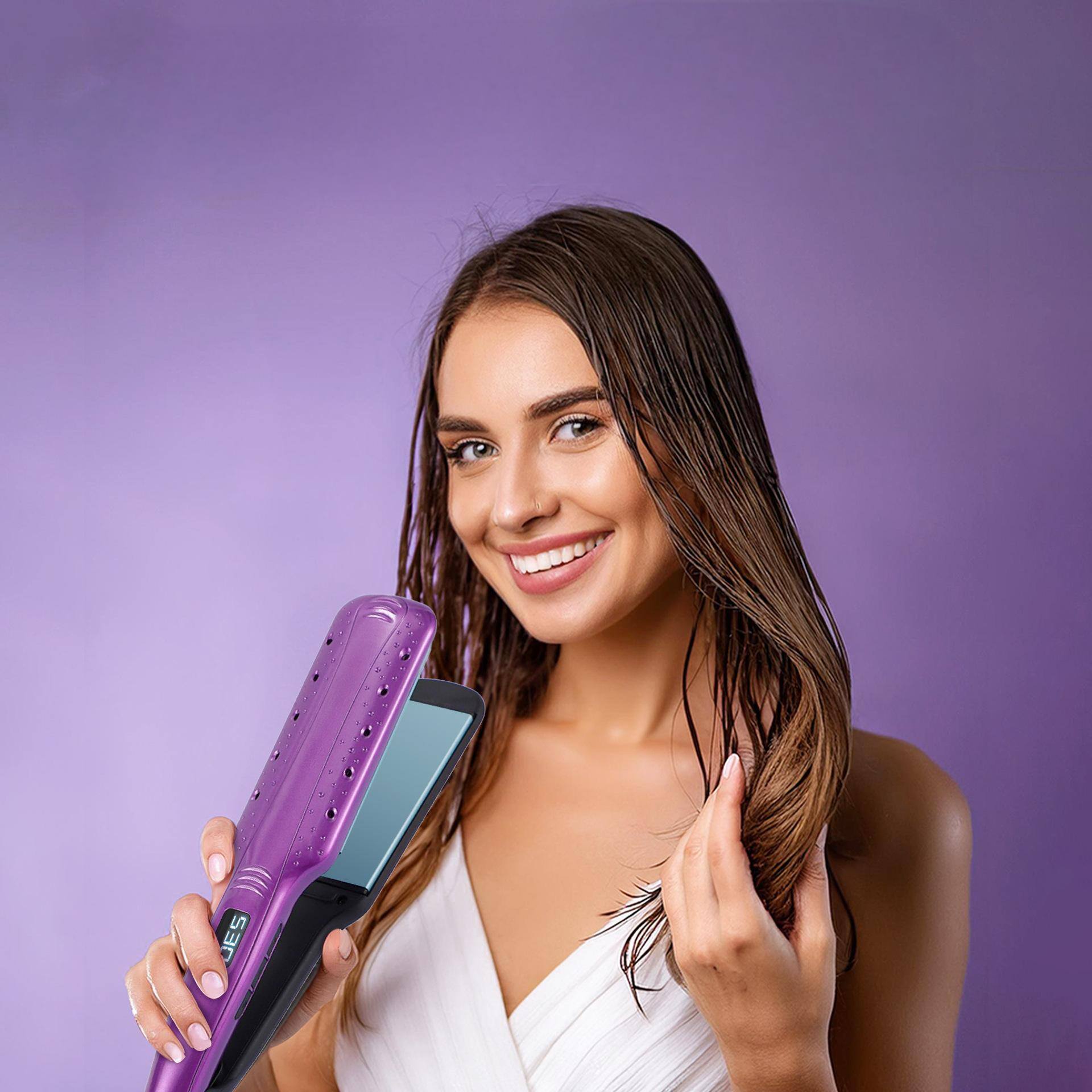 Alt View 2. Morfone - 9-Piece Portable Hair Straightener Set, Home Use Digital Display Wide-Barrel Straightening and Curling Iron.