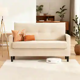 Dyonery - 50 "corduroy sofa, living room sofa, suitable for small Spaces, tool-free assembly,Beige - White