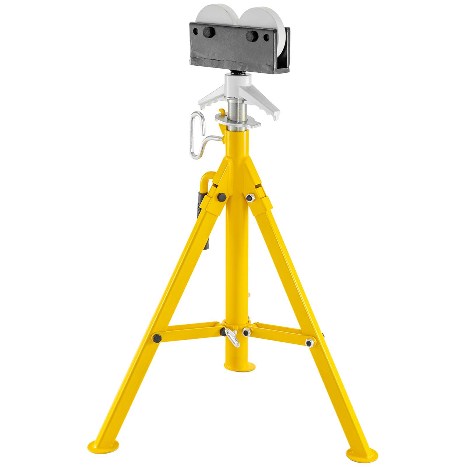 Alt View 5. VEVOR - Roller Pipe Stand for 1/8 in -12 in Pipes, 2500Lbs Capacity Pipe Stands with Adjustable Height 32"-55" - Yellow.