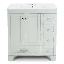 Yardgrace - Bathroom Vanity with Sink 30 Inch Bathroom Storage Vanity with 2 Doors Free Standing Cabinet Easy Assembly - Gray