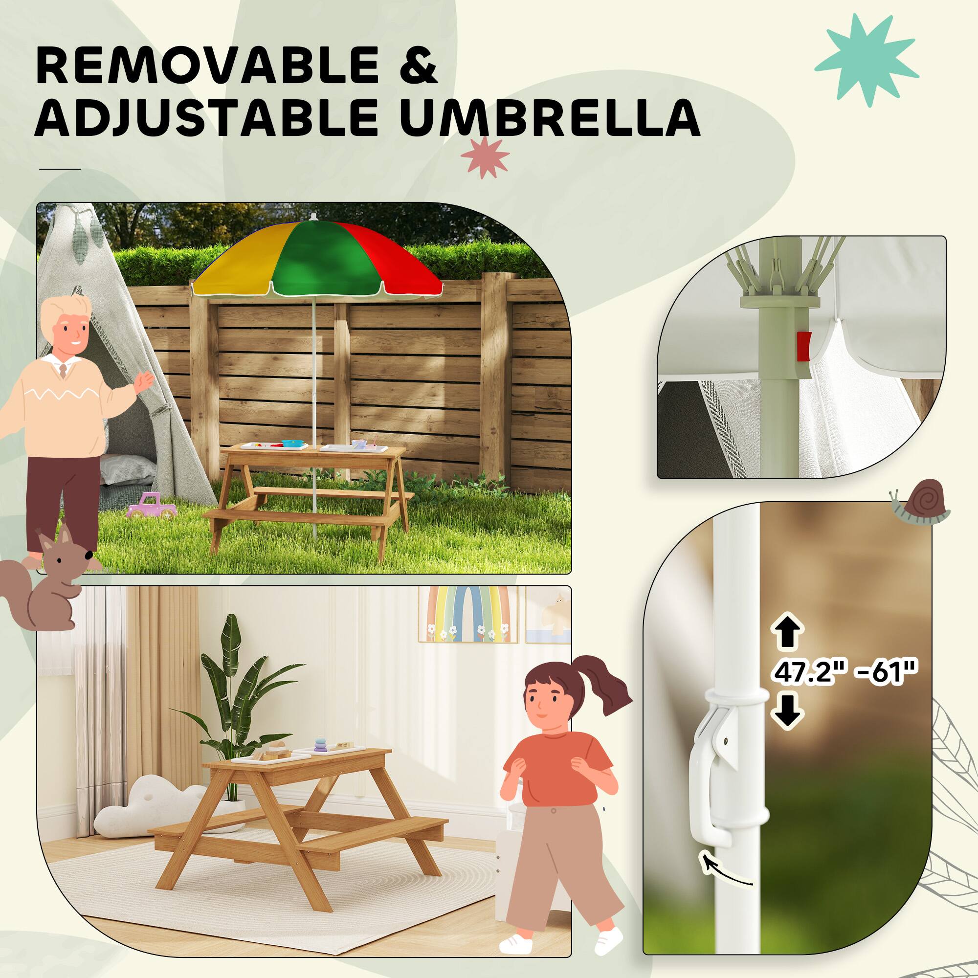 REMOVABLE & ADJUSTABLE UMBRELLA

47.2" - 61"