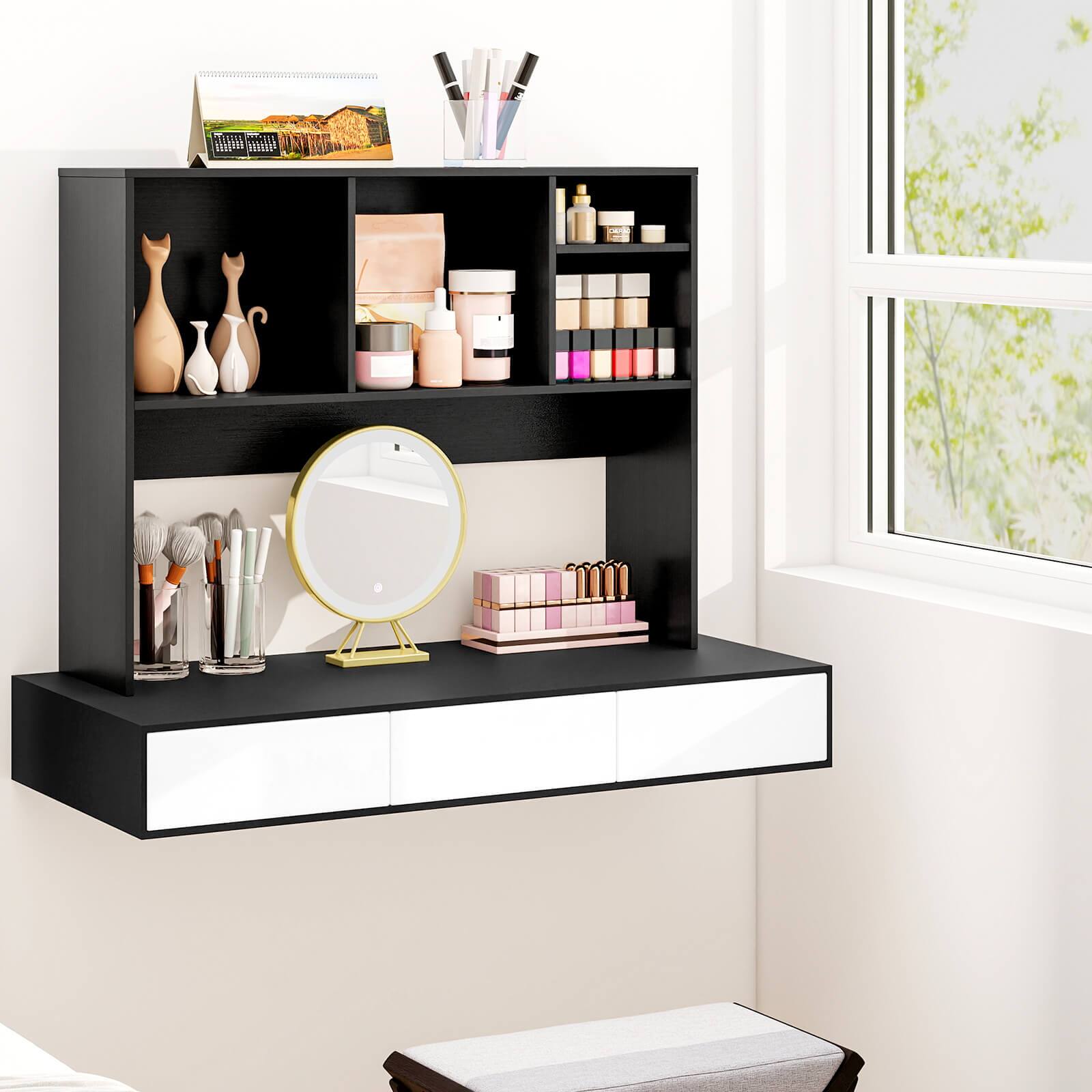 Alt View 3. Costway - Costway Computer Desktop Bookcase Countertop Storage Bookshelf Organizer with 4 Cubbies - Black.