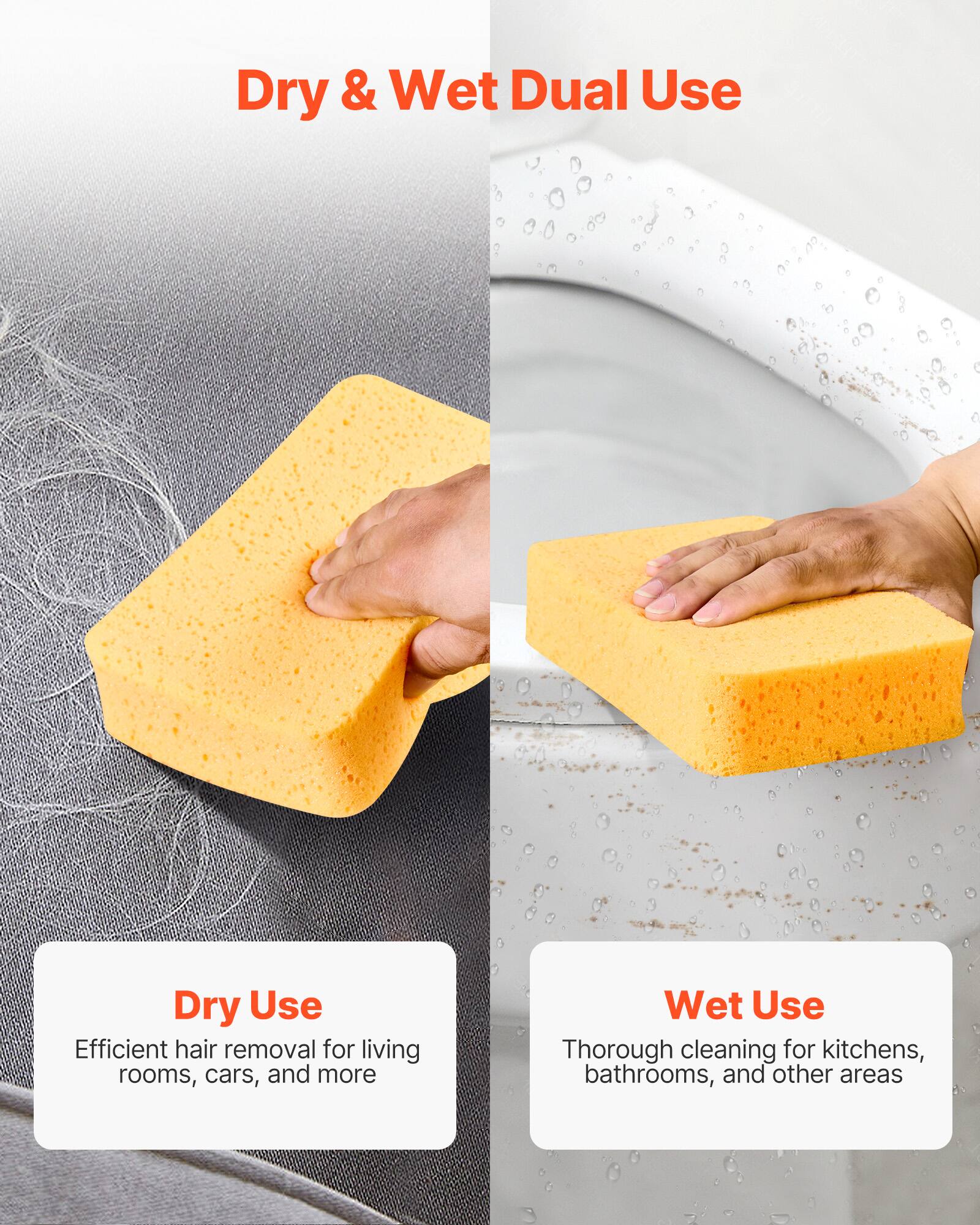 Dry & Wet Dual Use

Dry Use: Efficient hair removal for living rooms, cars, and more.

Wet Use: Thorough cleaning for kitchens, bathrooms, and other areas.