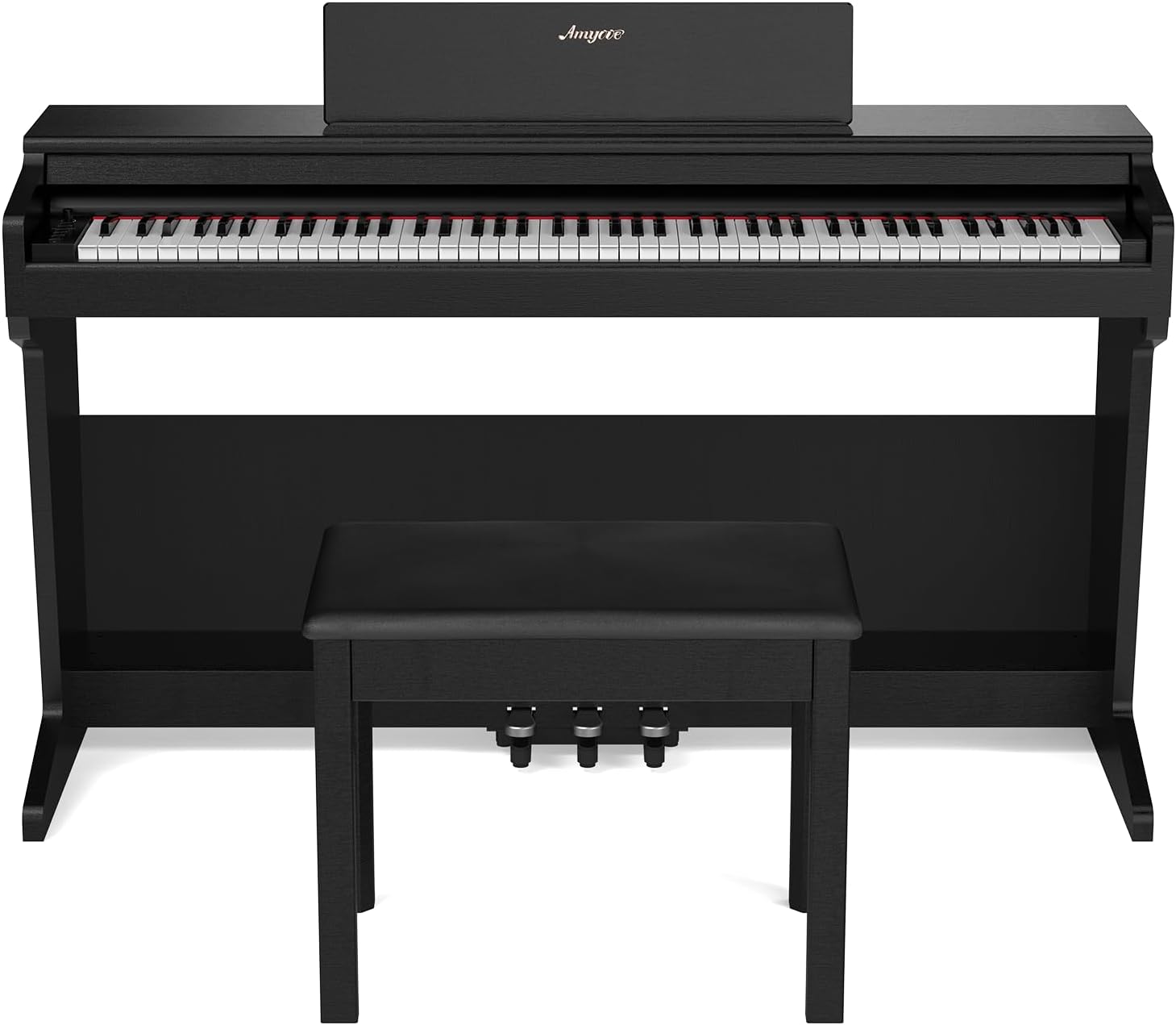Front. GARVEE - 88-Key Full Size Weighted Hammer Action Professional Digital Piano with Furniture Stand, 3 Pedals & Stool.