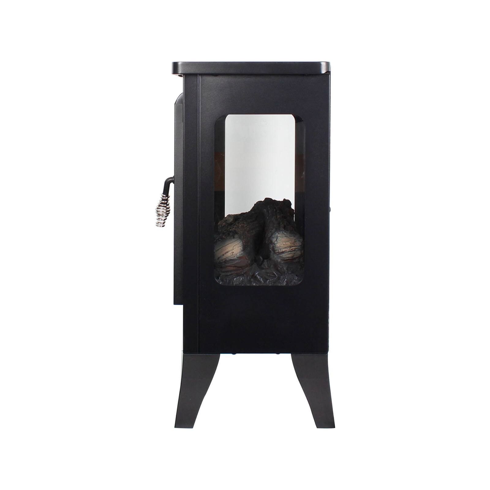 Alt View 8. Chateau Abodes - 21" Freestanding Electric Fireplace, Three-Sided View with 3D Flame Effect & Remote Control - Antique Black.