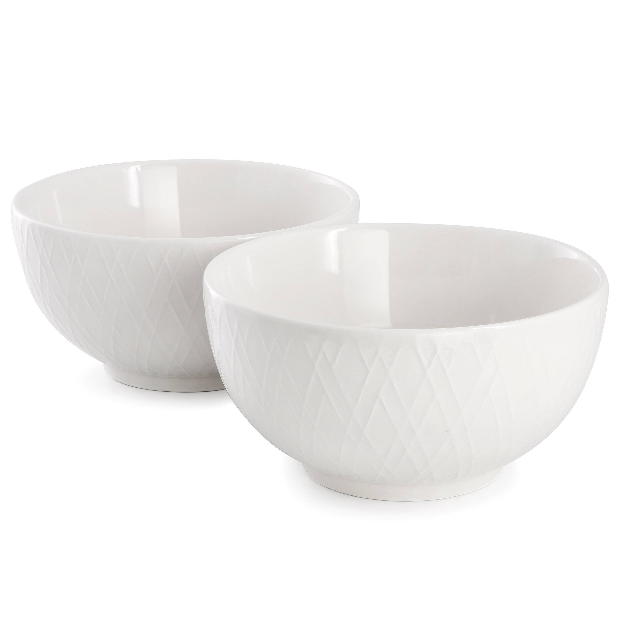 Angle. Gibson - Gibson Home Great Essentials 2 Piece Fine Ceramic 6in Cereal Bowl Set in White - White.