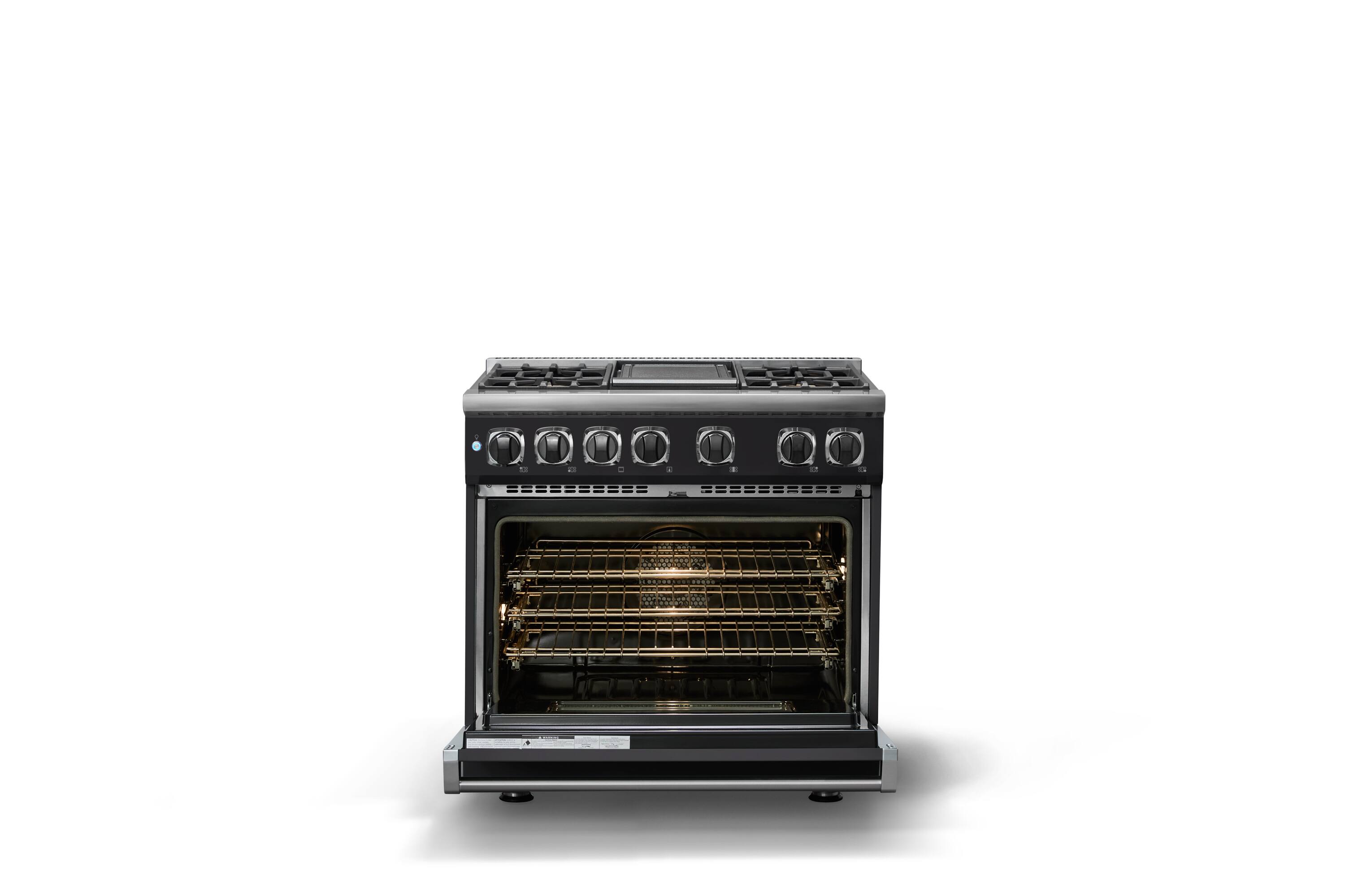 Alt View 2. Viking - 36 in. Wide 4 Burner Dual Fuel Sealed Burner Range with Griddle-Onyx - Onyx.