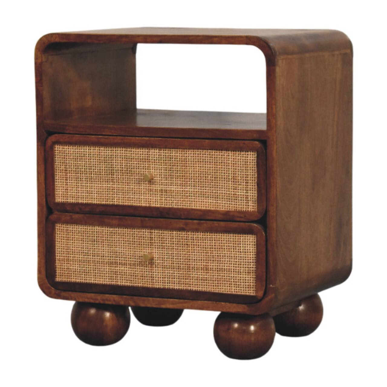 Left. Artisan Furniture - Artisan Furniture Solid Wood Larissa 2 Drawer Chestnut Nightstand - Chestnut.