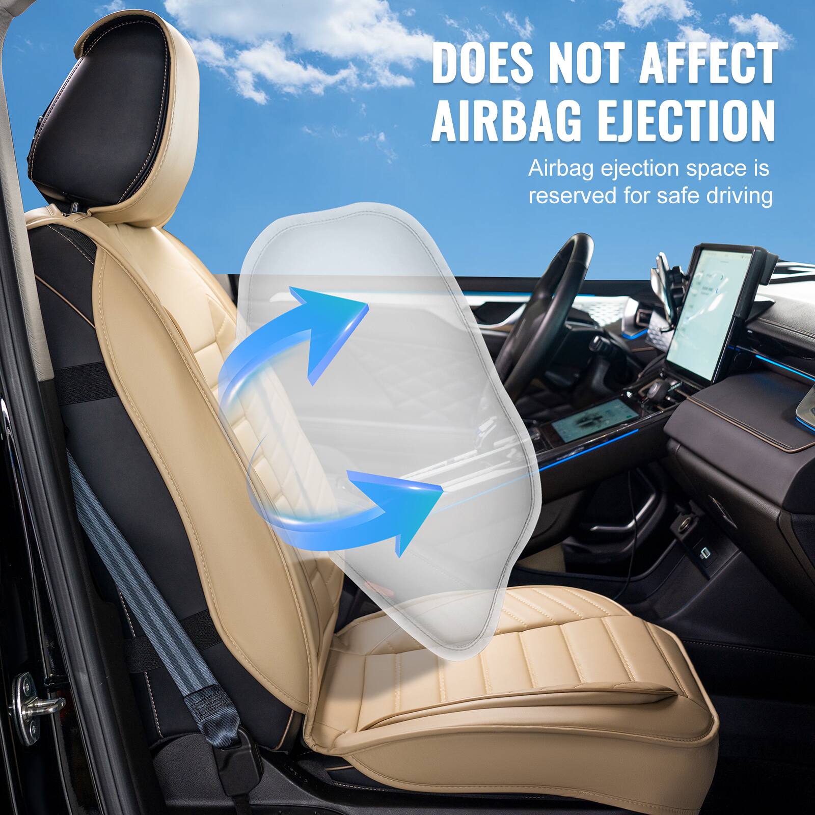 DOES NOT AFFECT AIRBAG EJECTION  
Airbag ejection space is reserved for safe driving