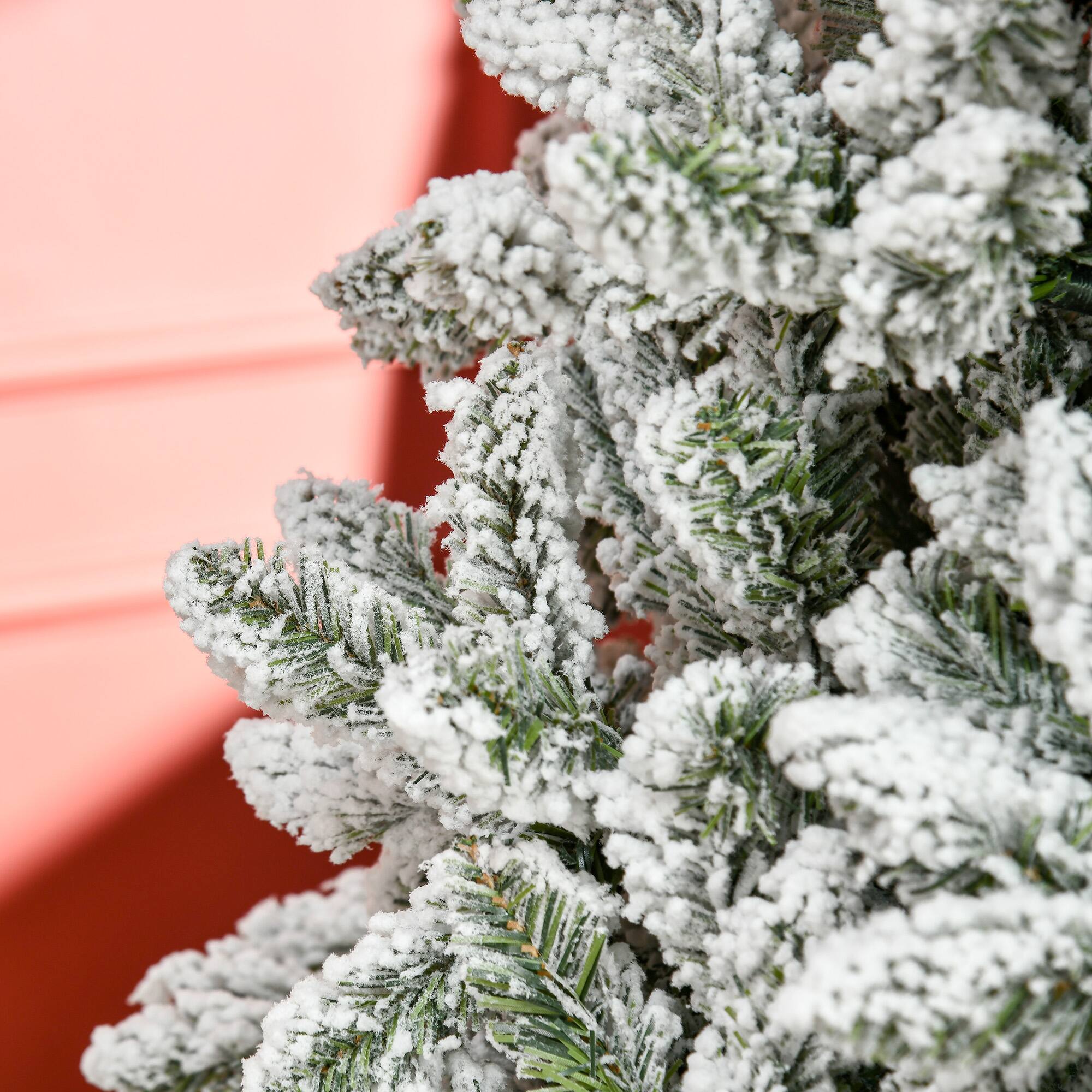 Alt View 8. Homcom - Tall Unlit Snow Flocked Pine Artificial Christmas Tree with Realistic Branches - green.