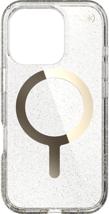 Speck - Presidio Lux with Gold MagSafe Case - iPhone 16 Pro - Clear/Gold Glitter