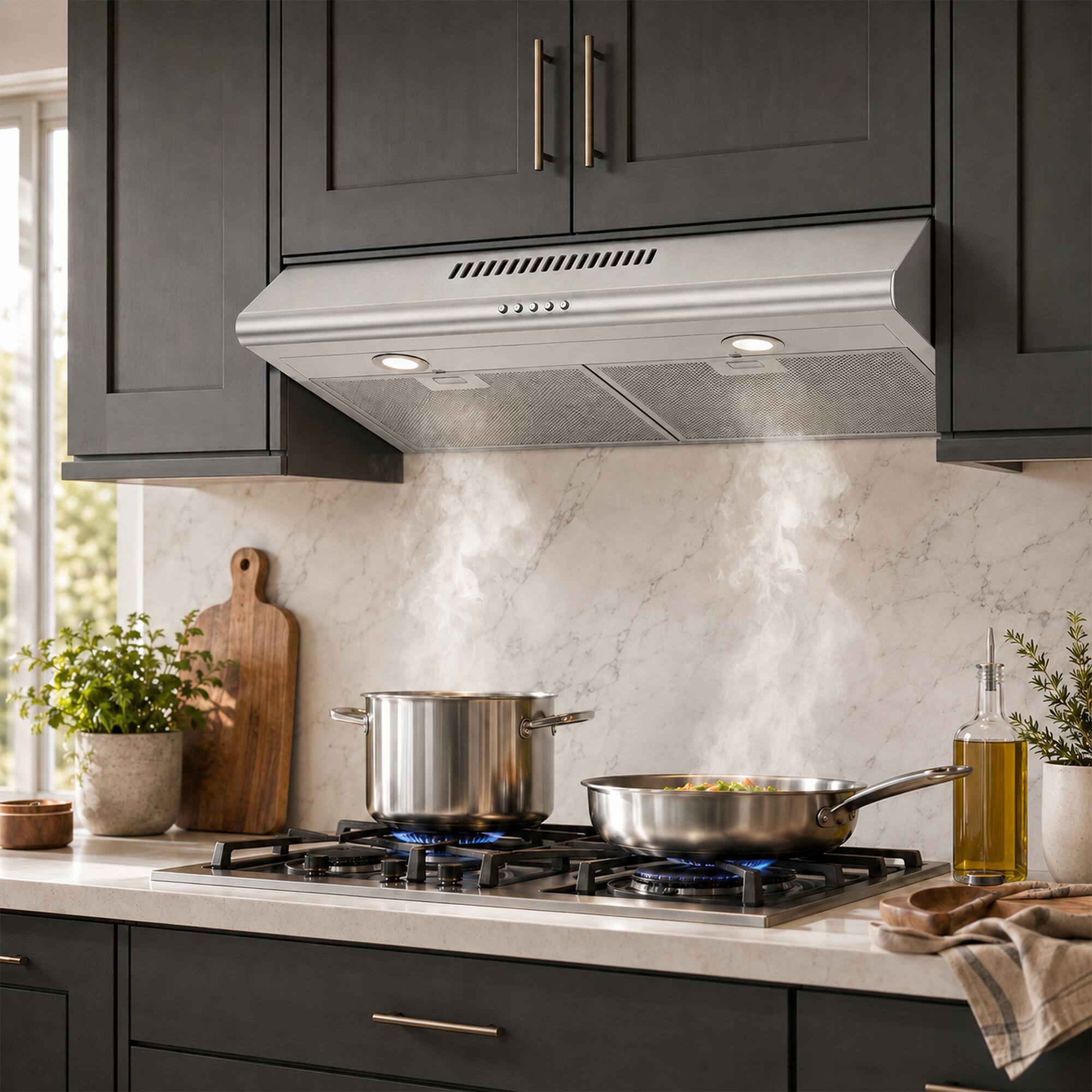 Alt View 6. Breezary - 30 inches - Convertible - Under cabinet Range Hood with 3-Speed Fan - Silver.