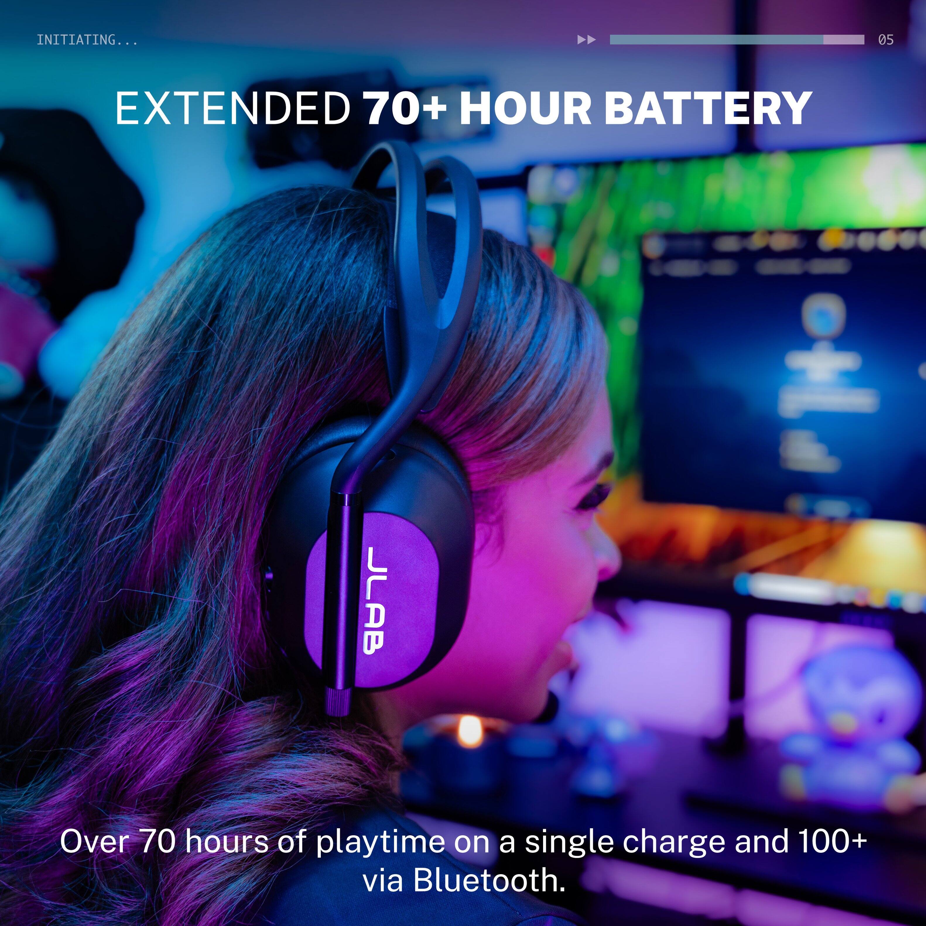 INITIATING...  
EXTENDED 70+ HOUR BATTERY  

Over 70 hours of playtime on a single charge and 100+ via Bluetooth.