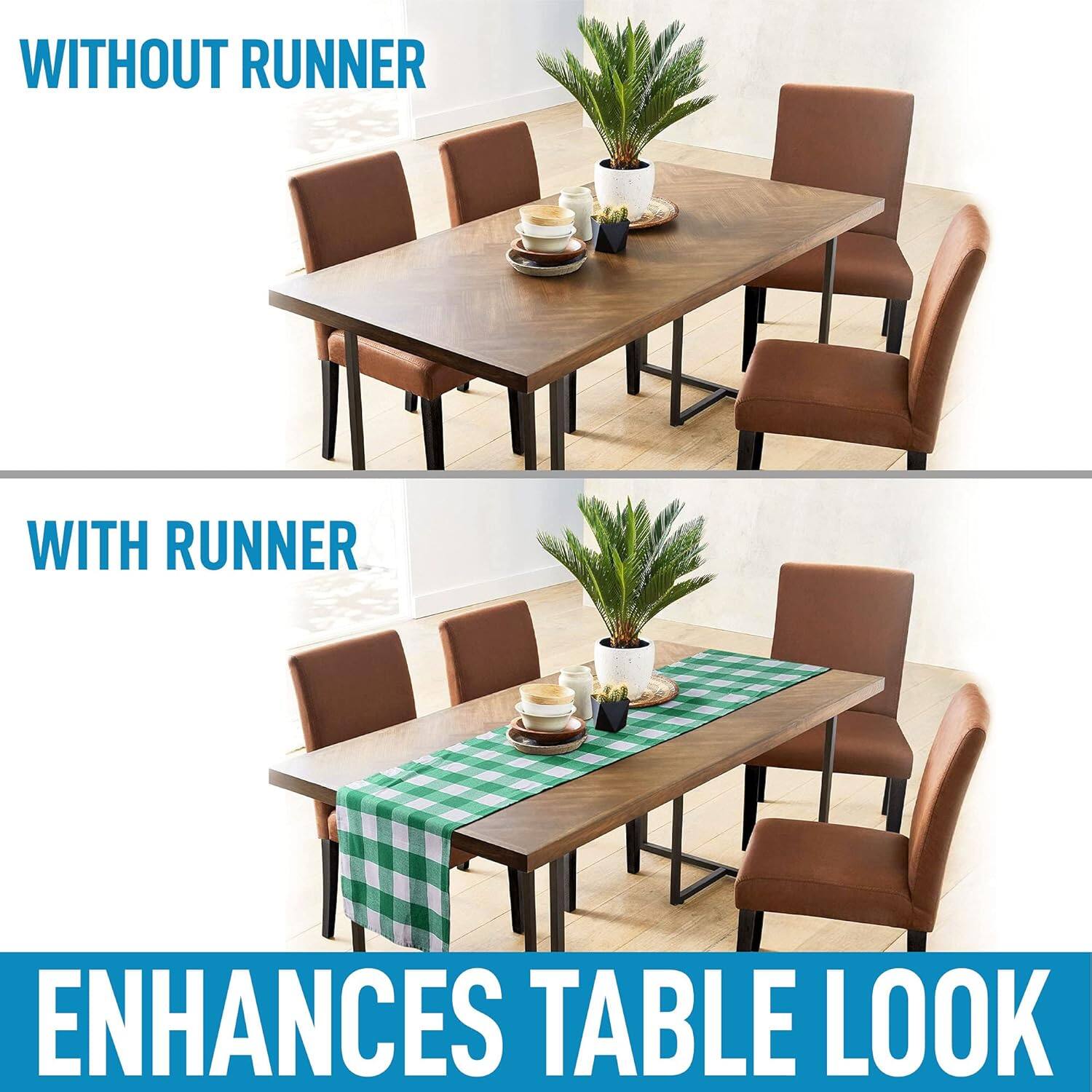 WITHOUT RUNNER

WITH RUNNER

ENHANCES TABLE LOOK