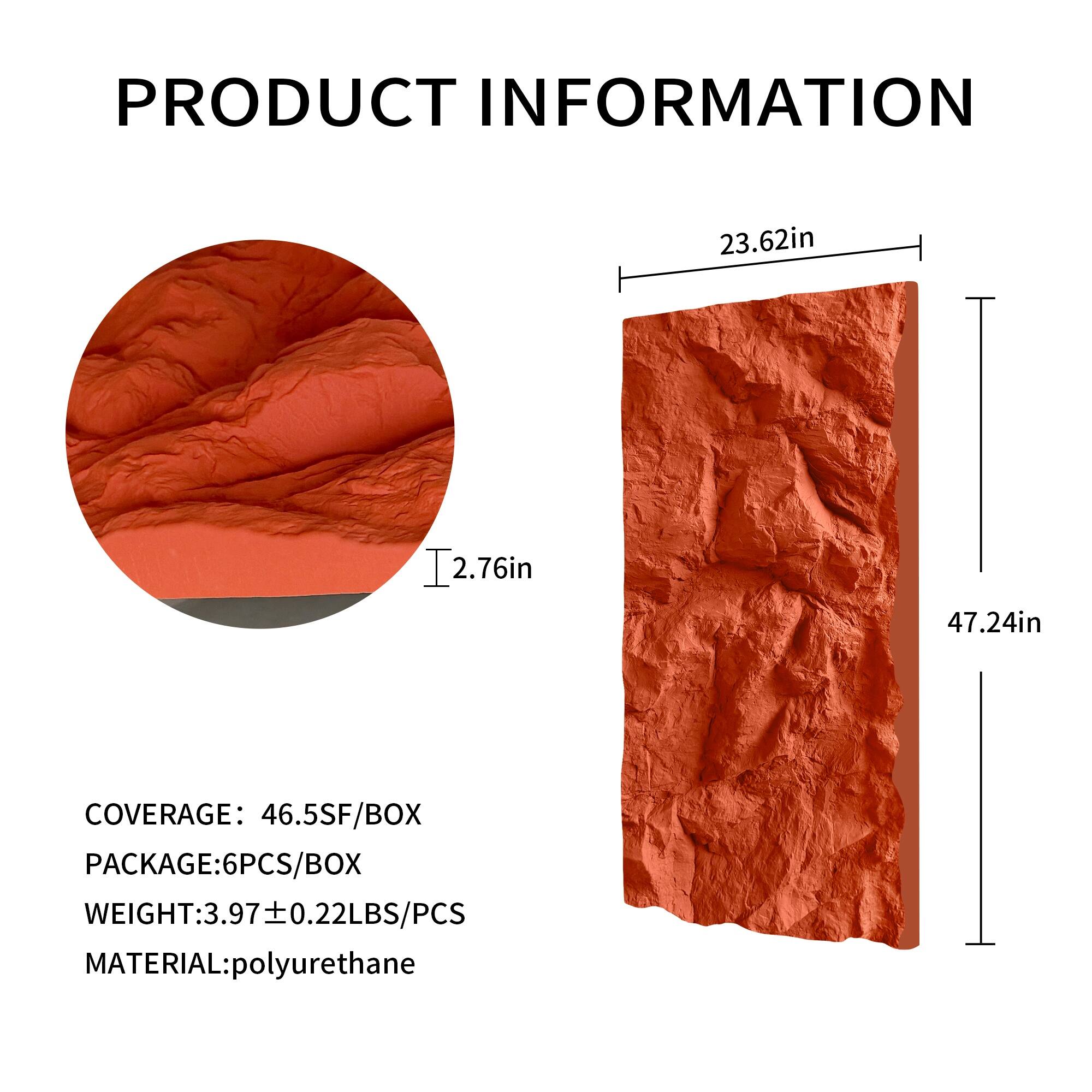 PRODUCT INFORMATION

23.62in  
2.76in  
47.24in  

COVERAGE: 46.5SF/BOX  
PACKAGE: 6PCS/BOX  
WEIGHT: 3.97 ± 0.22LBS/PCS  
MATERIAL: polyurethane