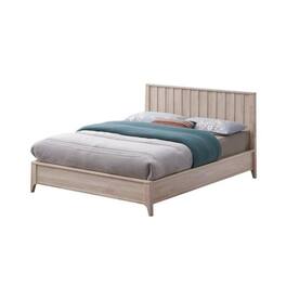 Manhattan Lane - Vasu Twin Size Bed, Reeded Headboard, Solid Rubberwood - Whitewash