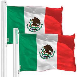 G128 - 2-Pack Mexico Flag 4 x 6 ft - 150D Polyester, Brass Grommets - Assorted Colors