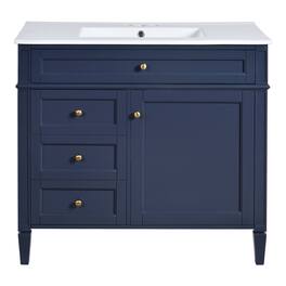 Boyel Living - 36 Inch Modern Bathroom Vanity with Ceramic Sink Three Drawers - Blue